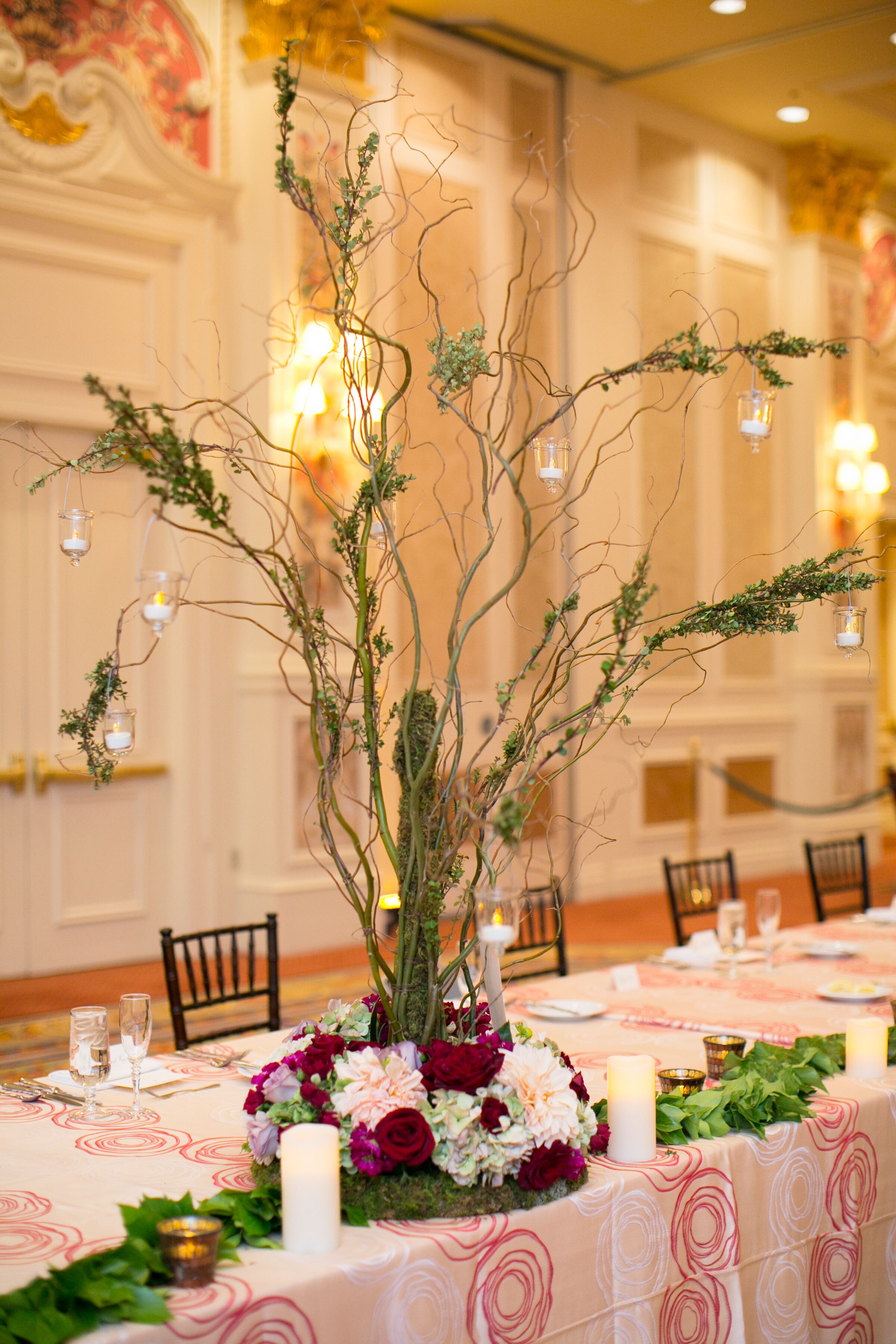 Manzanita Branch Centerpiece With Hanging Candles 0376