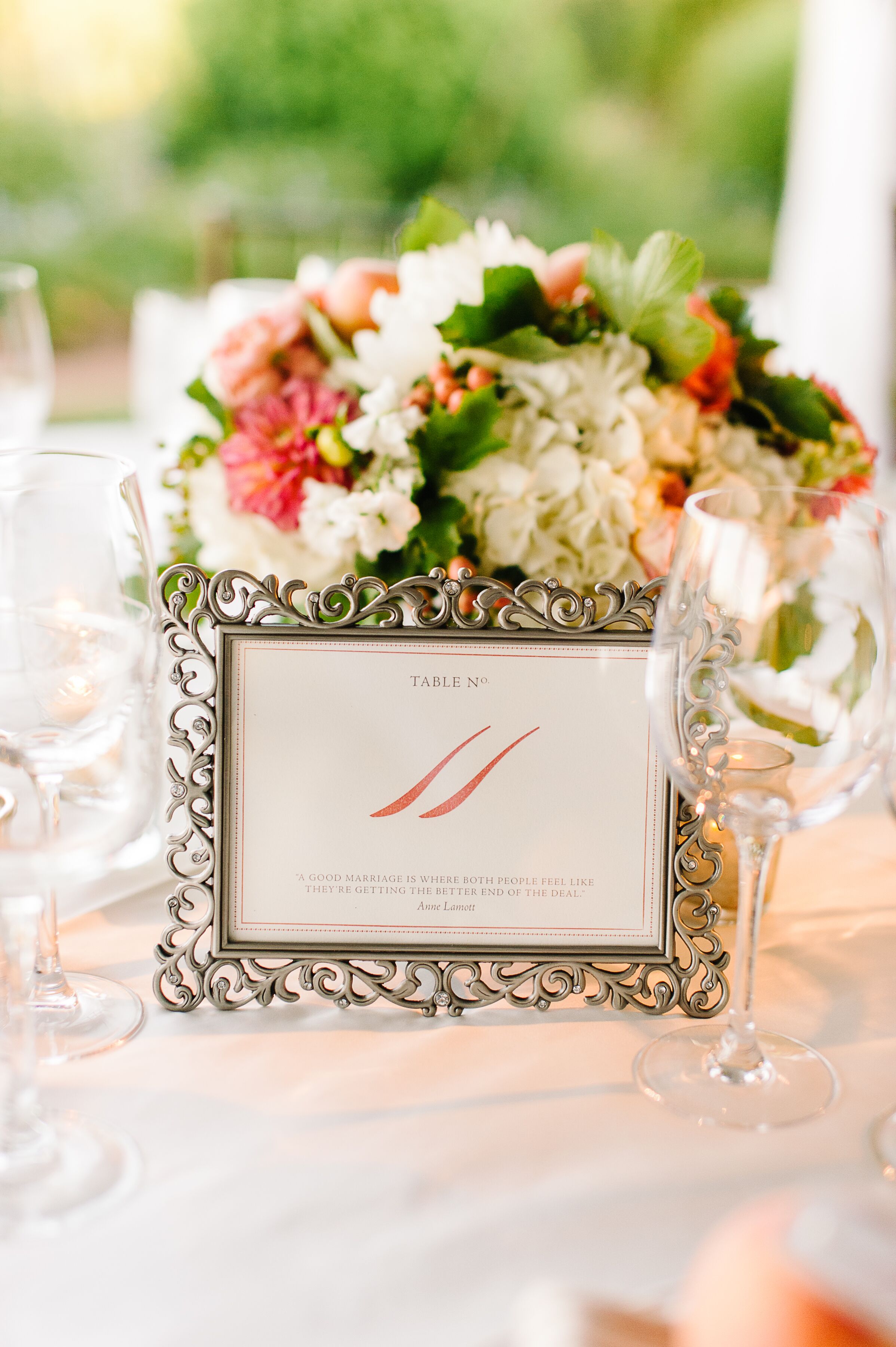 Framed Table Numbers With Quotes