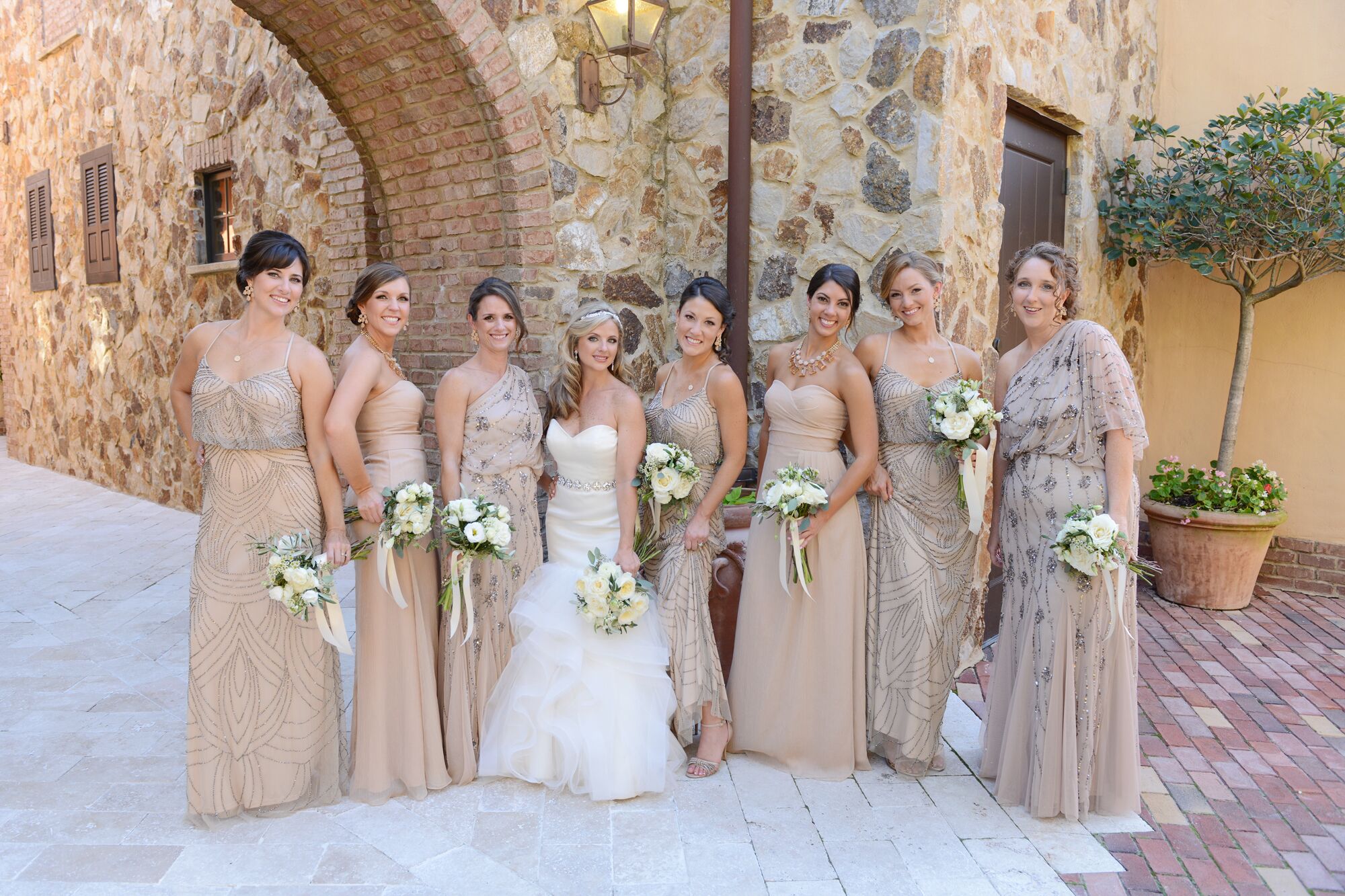 Champagne Adrianna Papell Bridesmaid Dresses