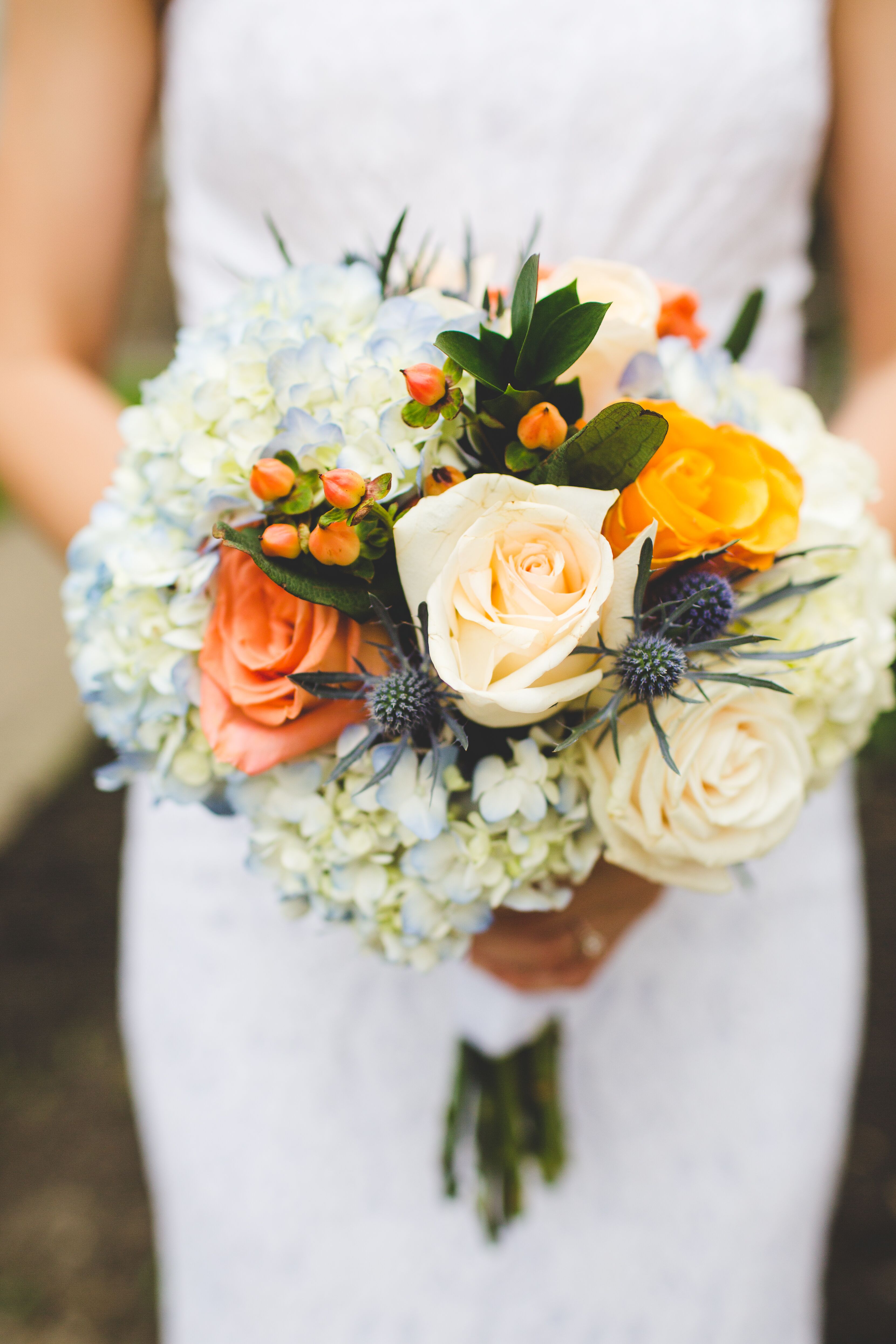 Summer Bouquet With Hydrangeas and Garden Roses