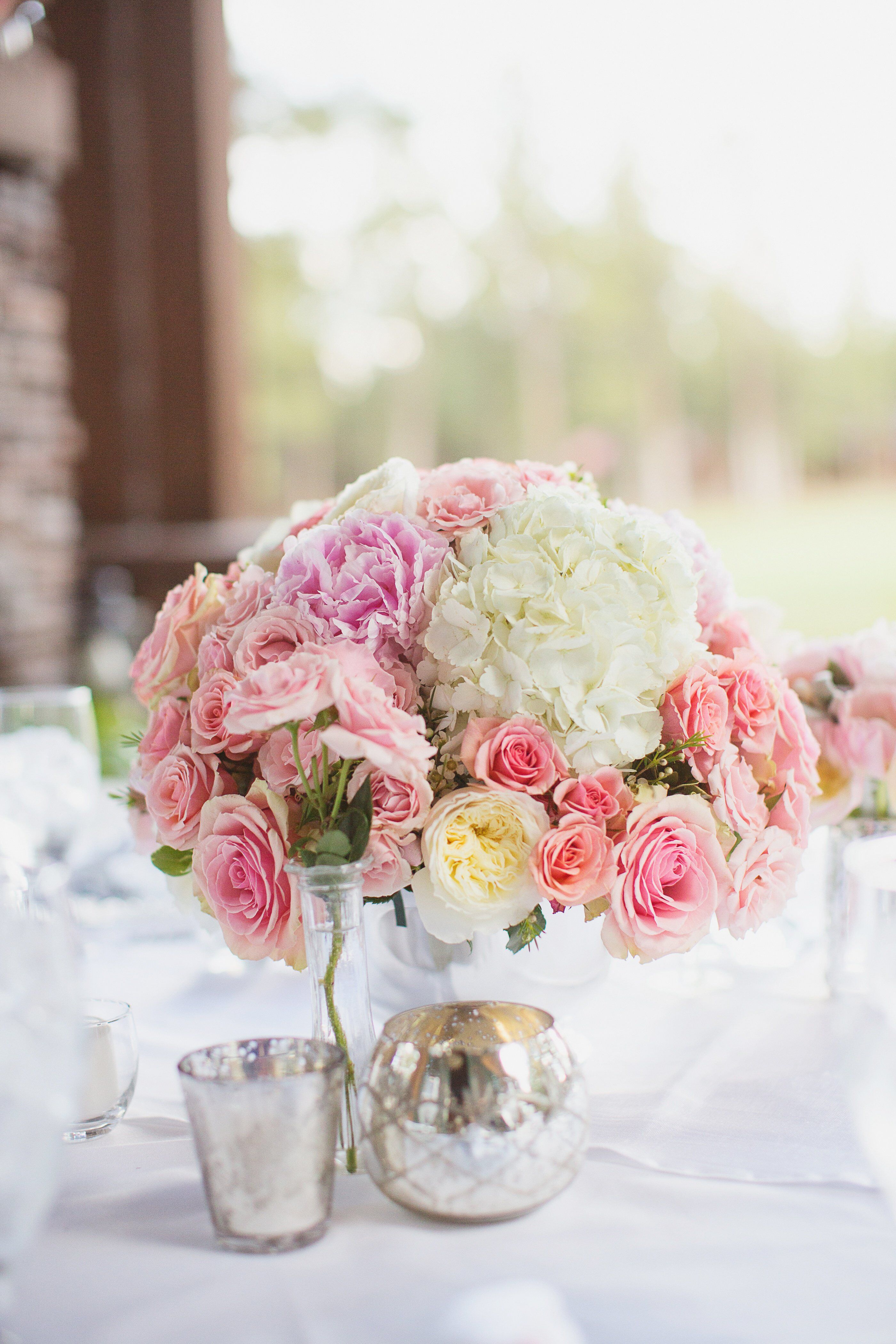 Pastel and Pewter Centerpieces
