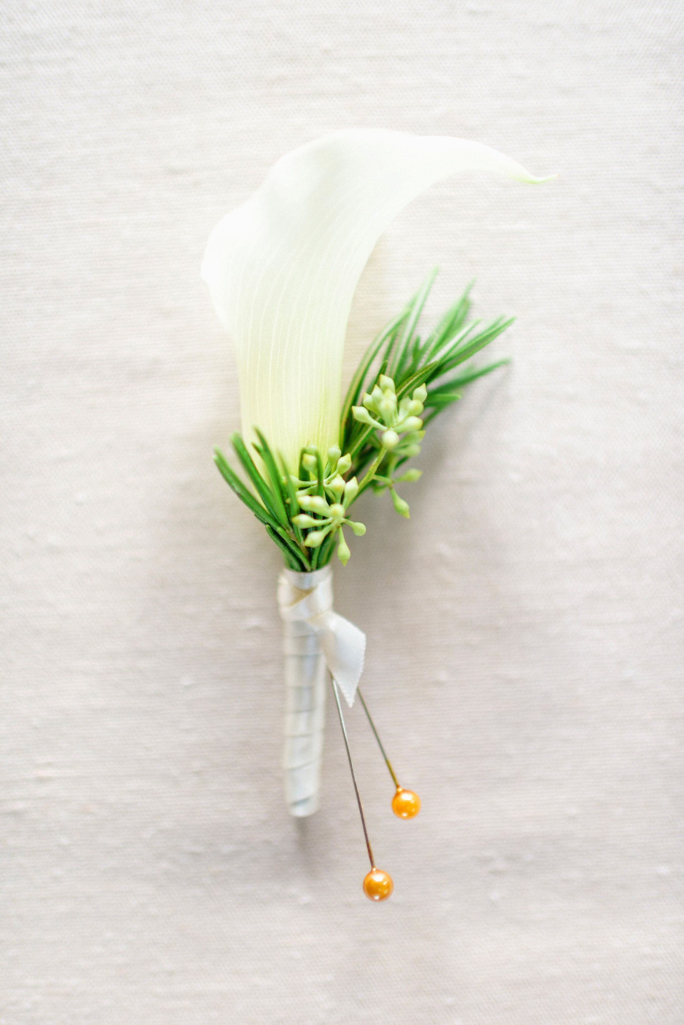 Ivory Calla Lily Boutonniere