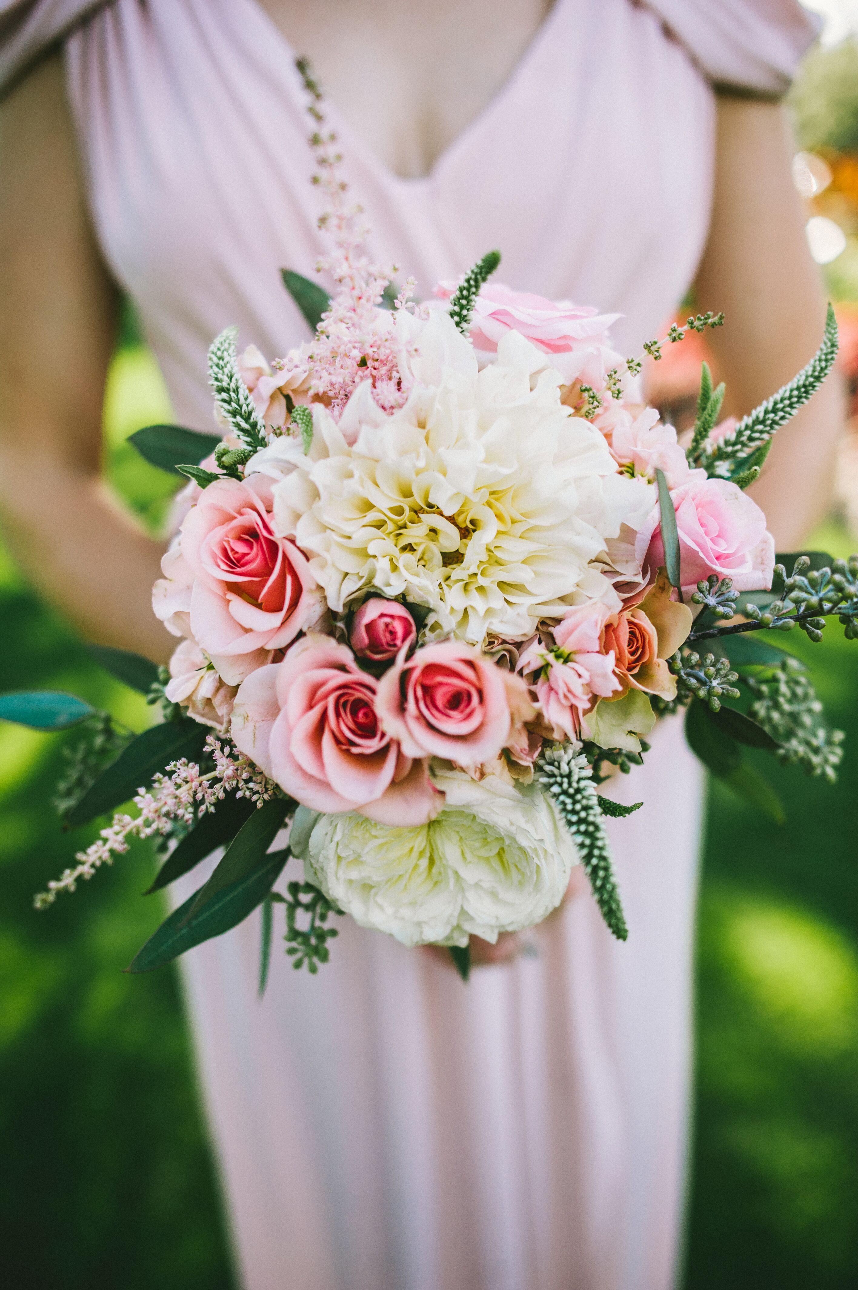 Romantic Blush and White Bridesmaid Bouquet