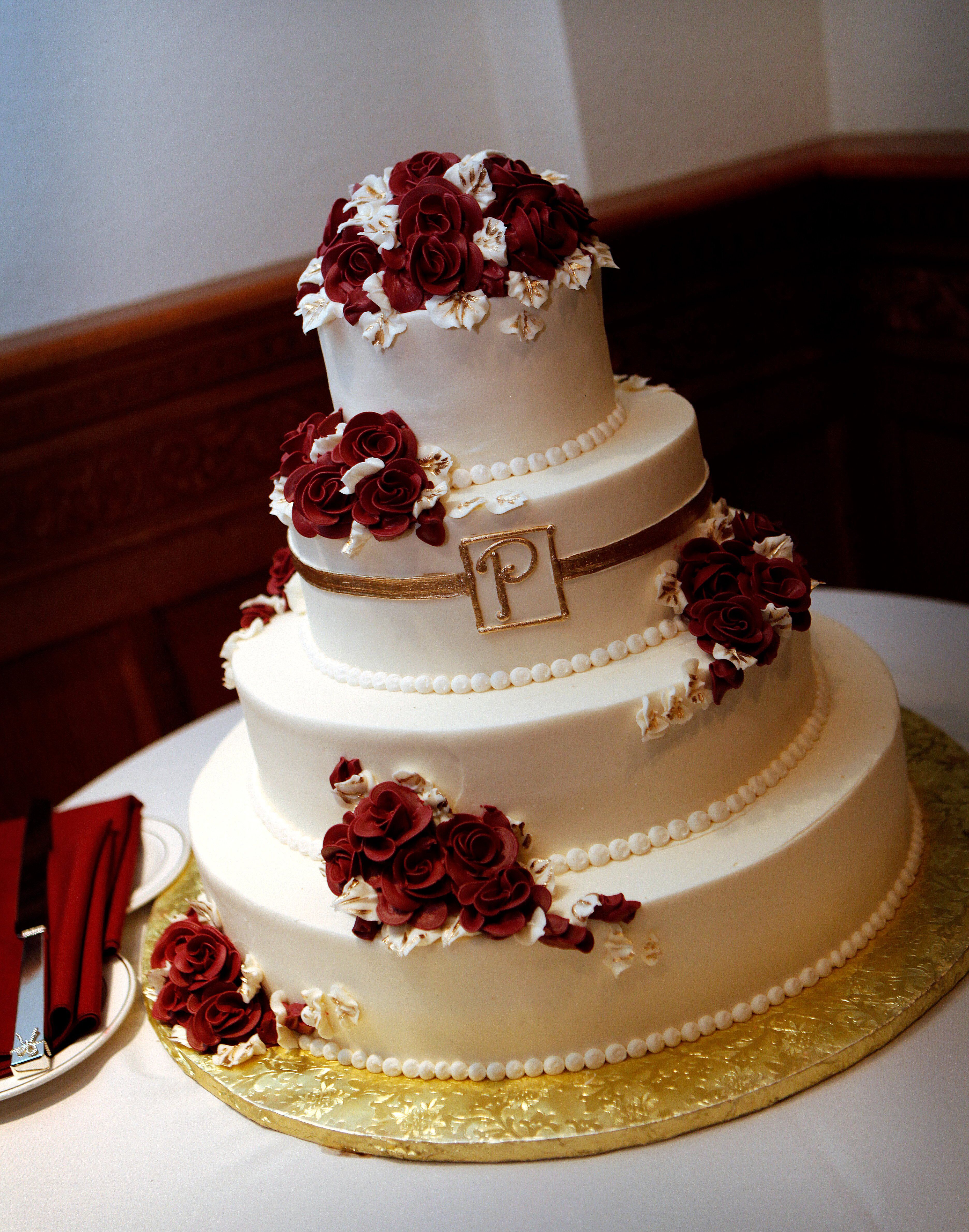 Red and Gold Wedding Cake