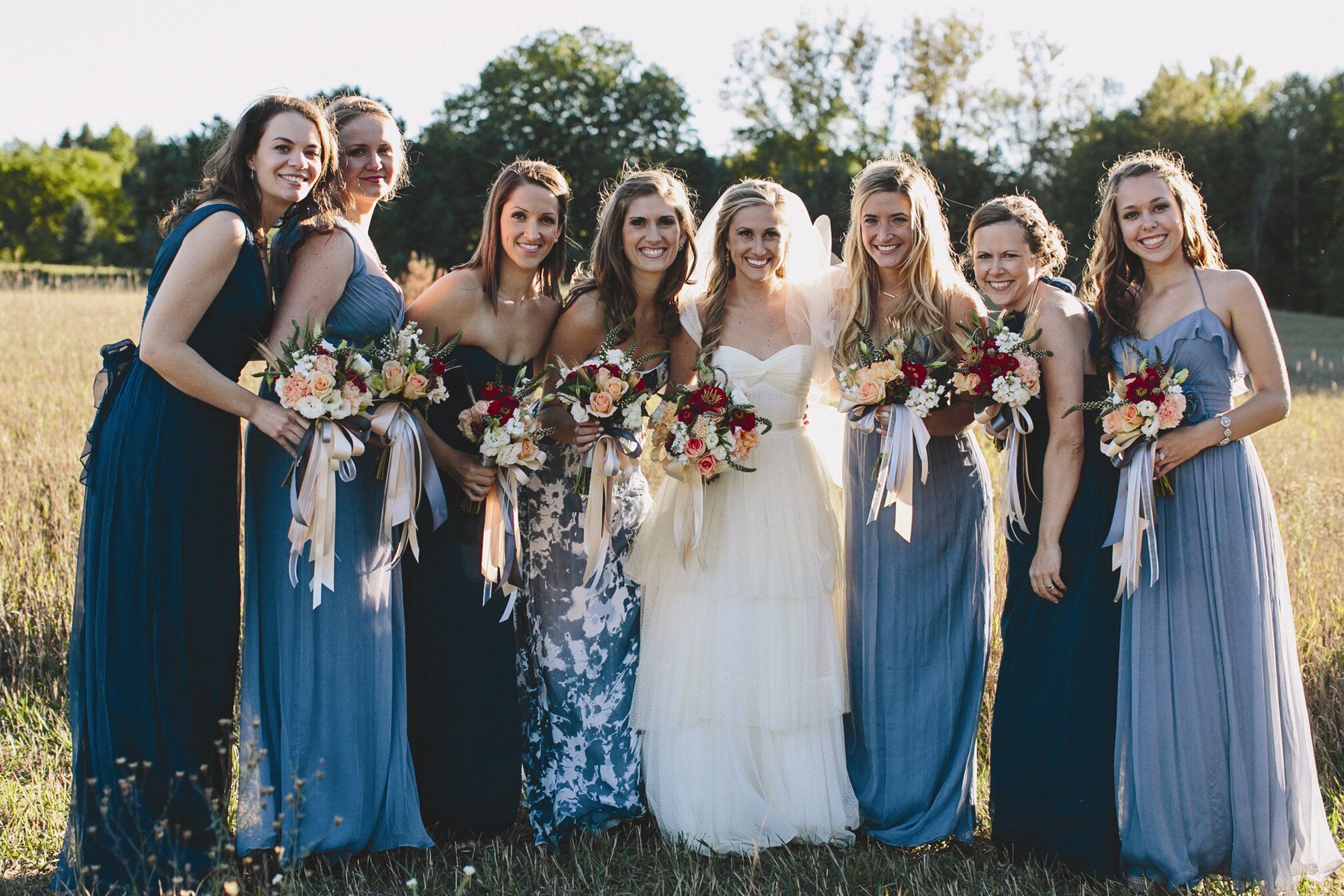 Long Blue Bridesmaid Dresses