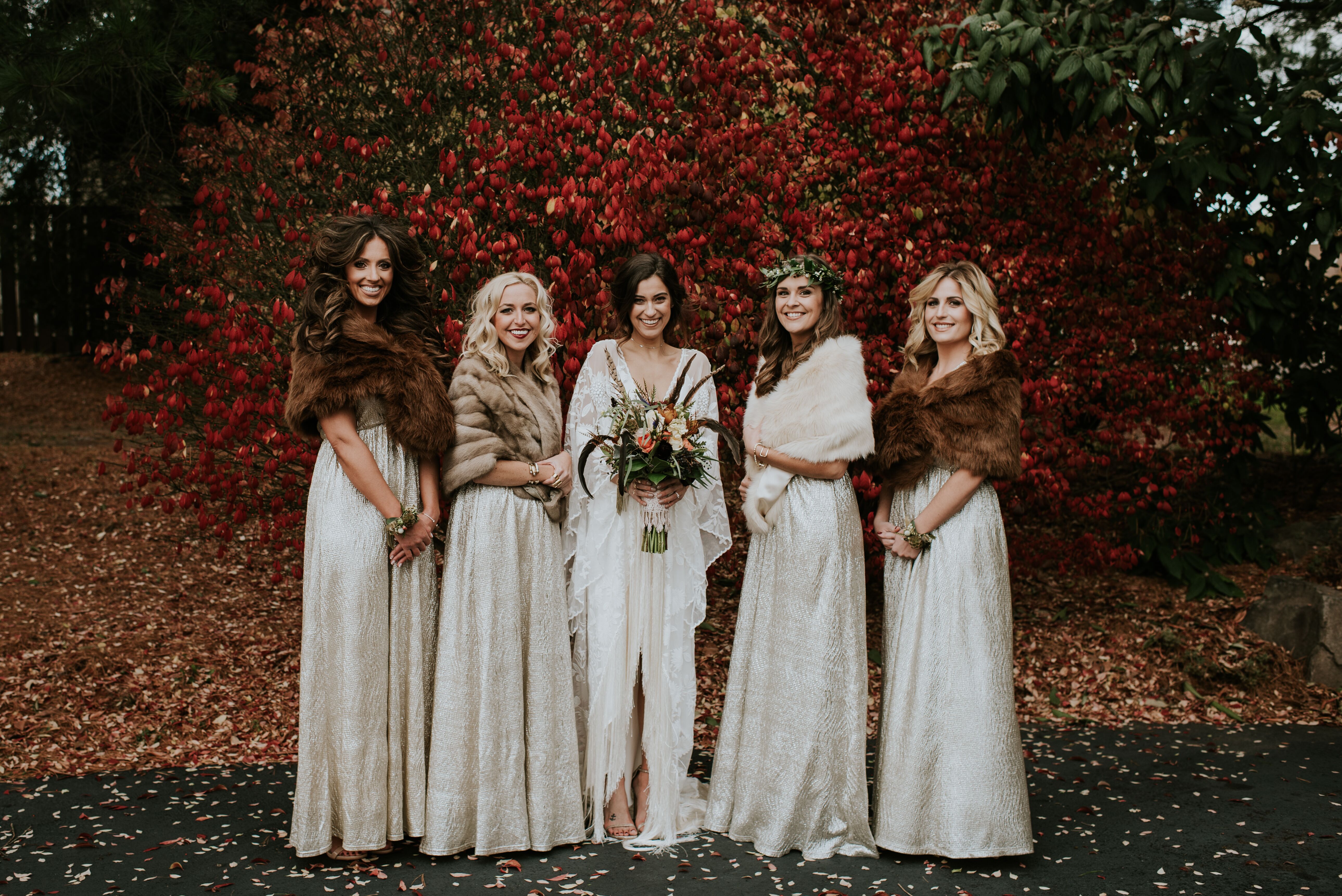 bridal party fur shawls