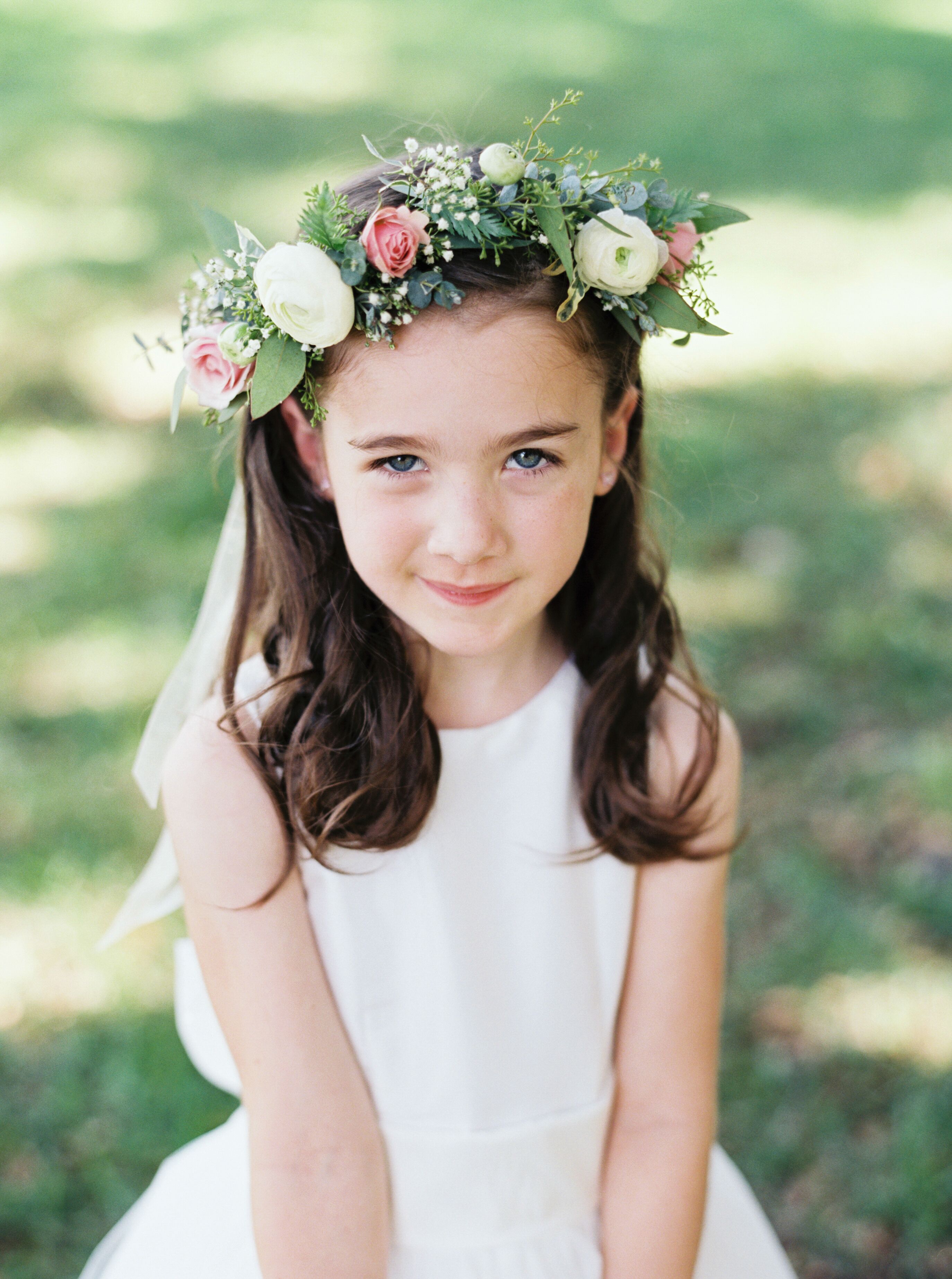 Ranunculus and Rose Flower Girl Crown