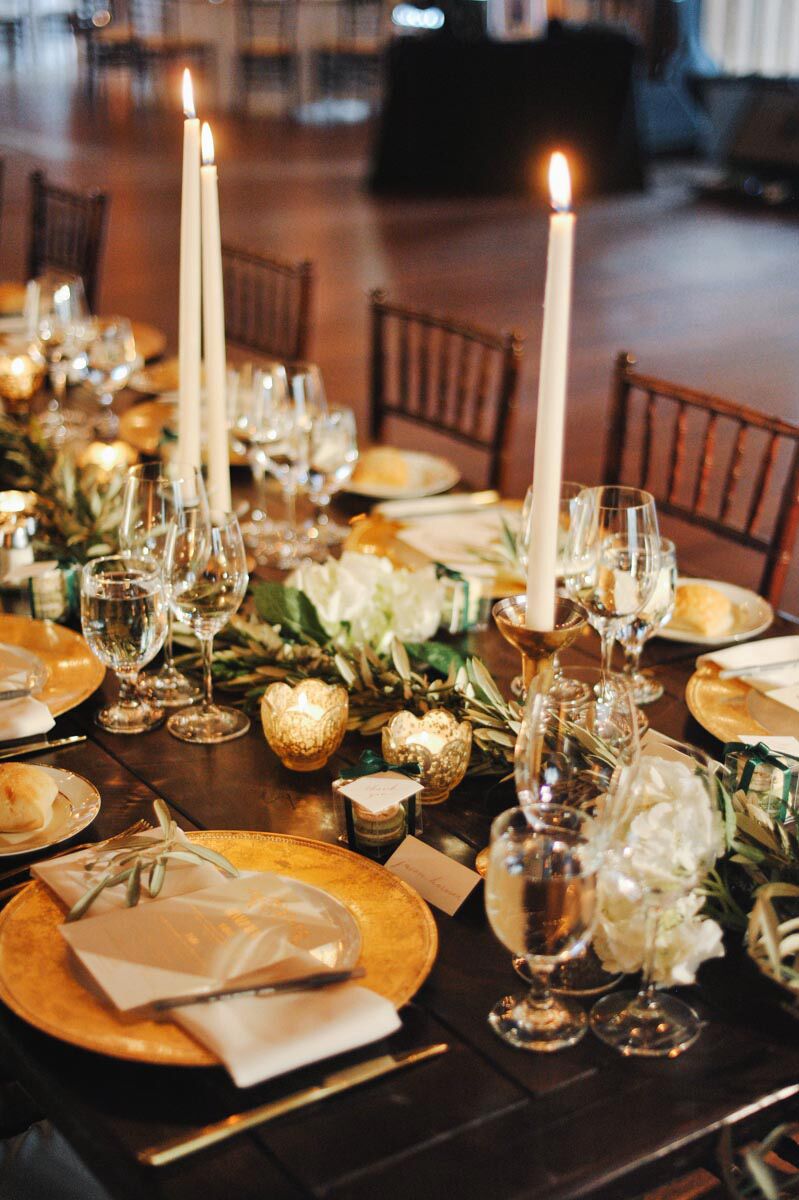 Gold Head Table Decor and Candles