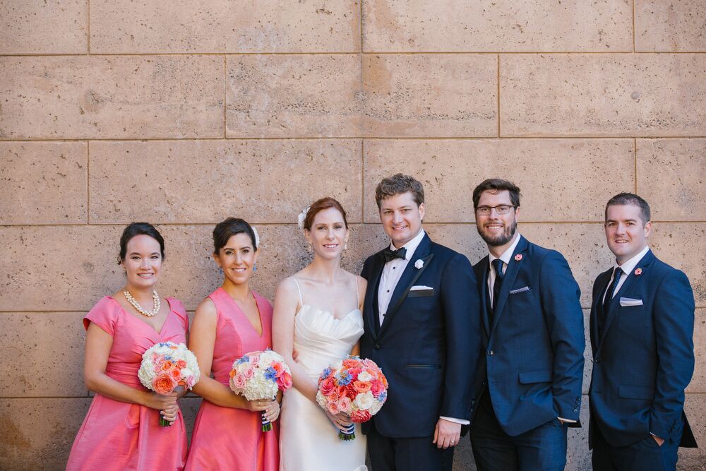 Navy and pink suit on sale wedding