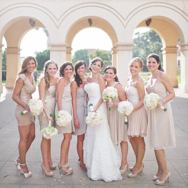 nude bridesmaid dresses