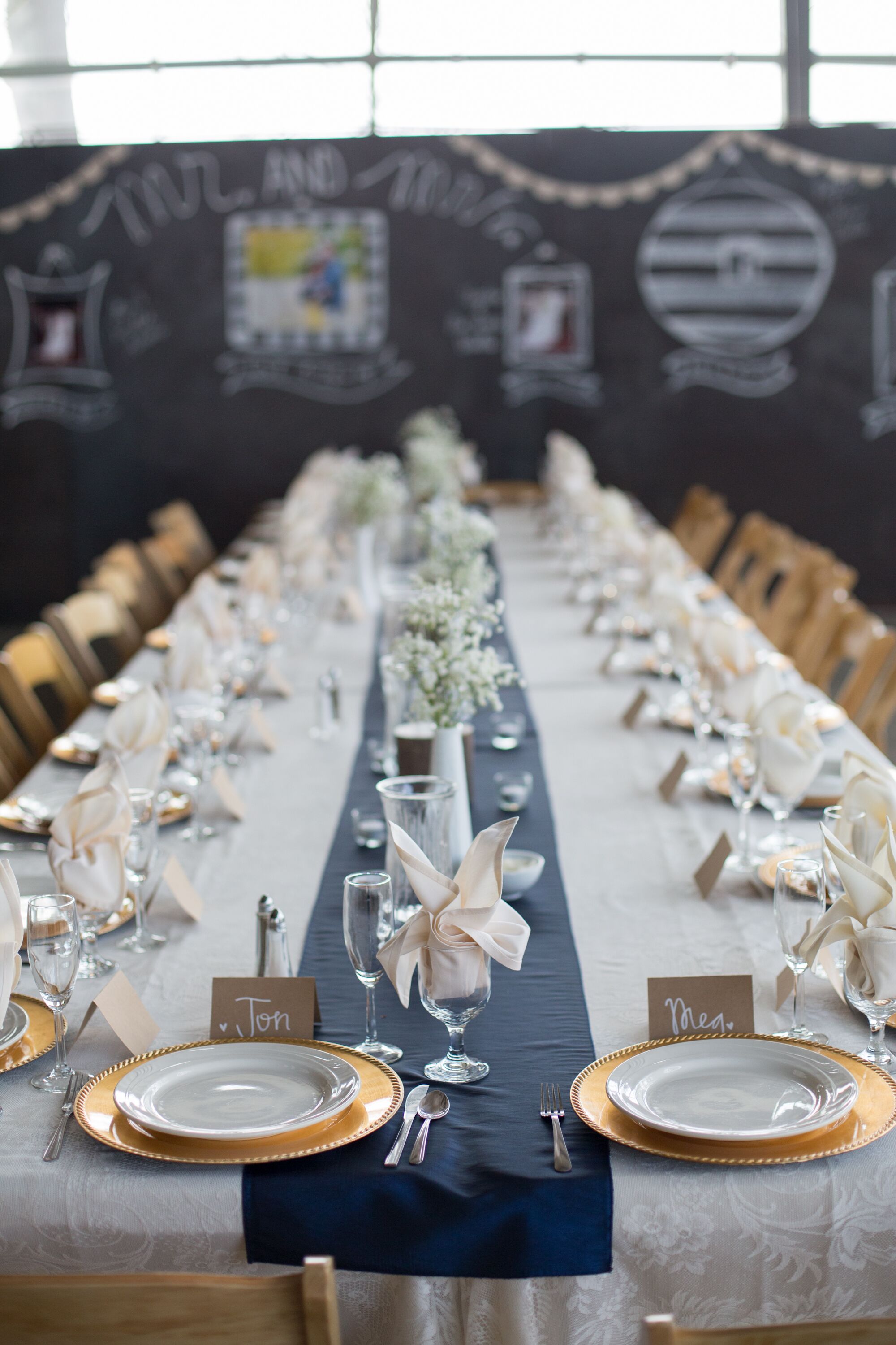 Navy and Gold Wedding Reception