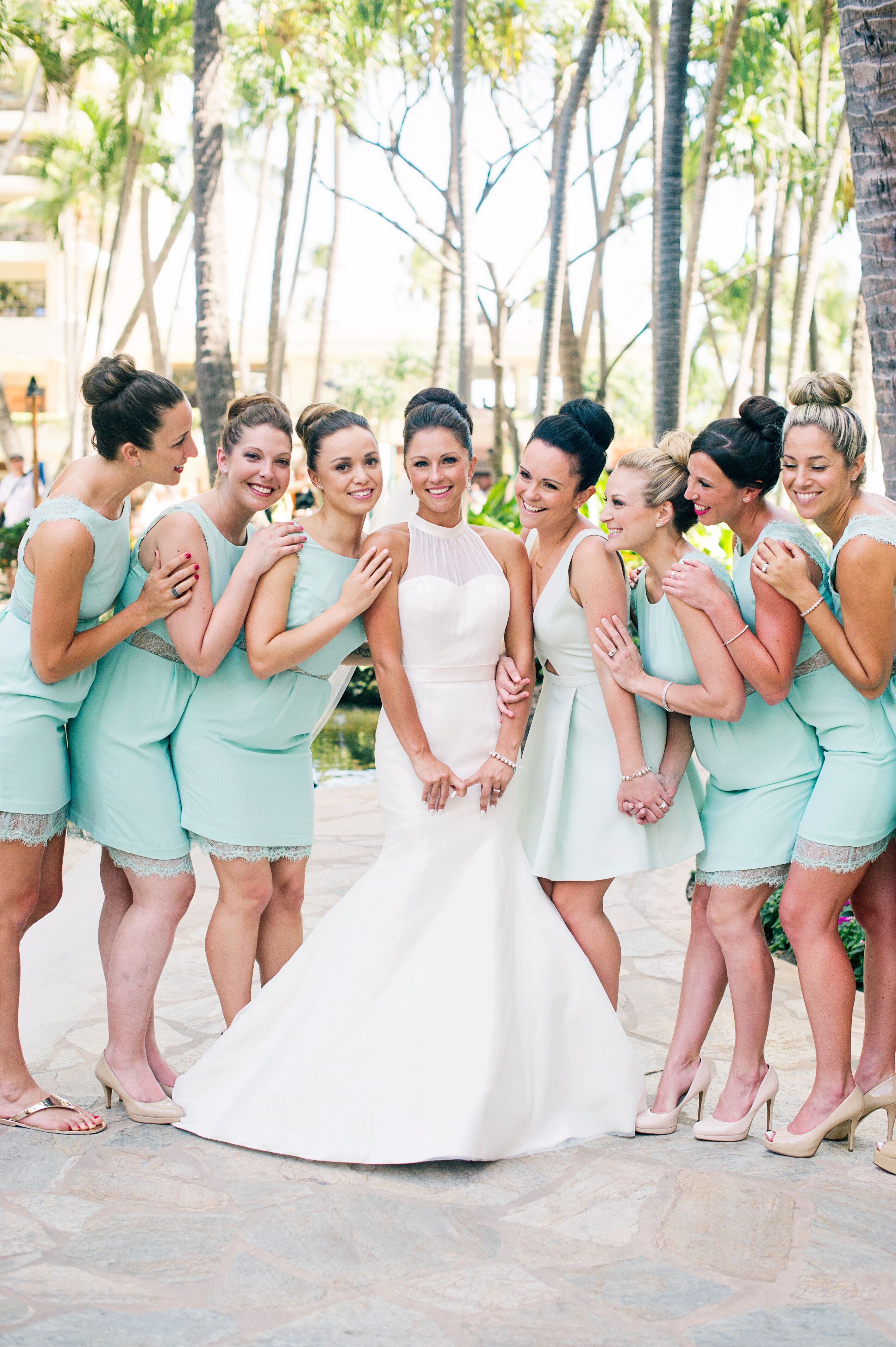 Knee-Length Seafoam Green Bridesmaid ...