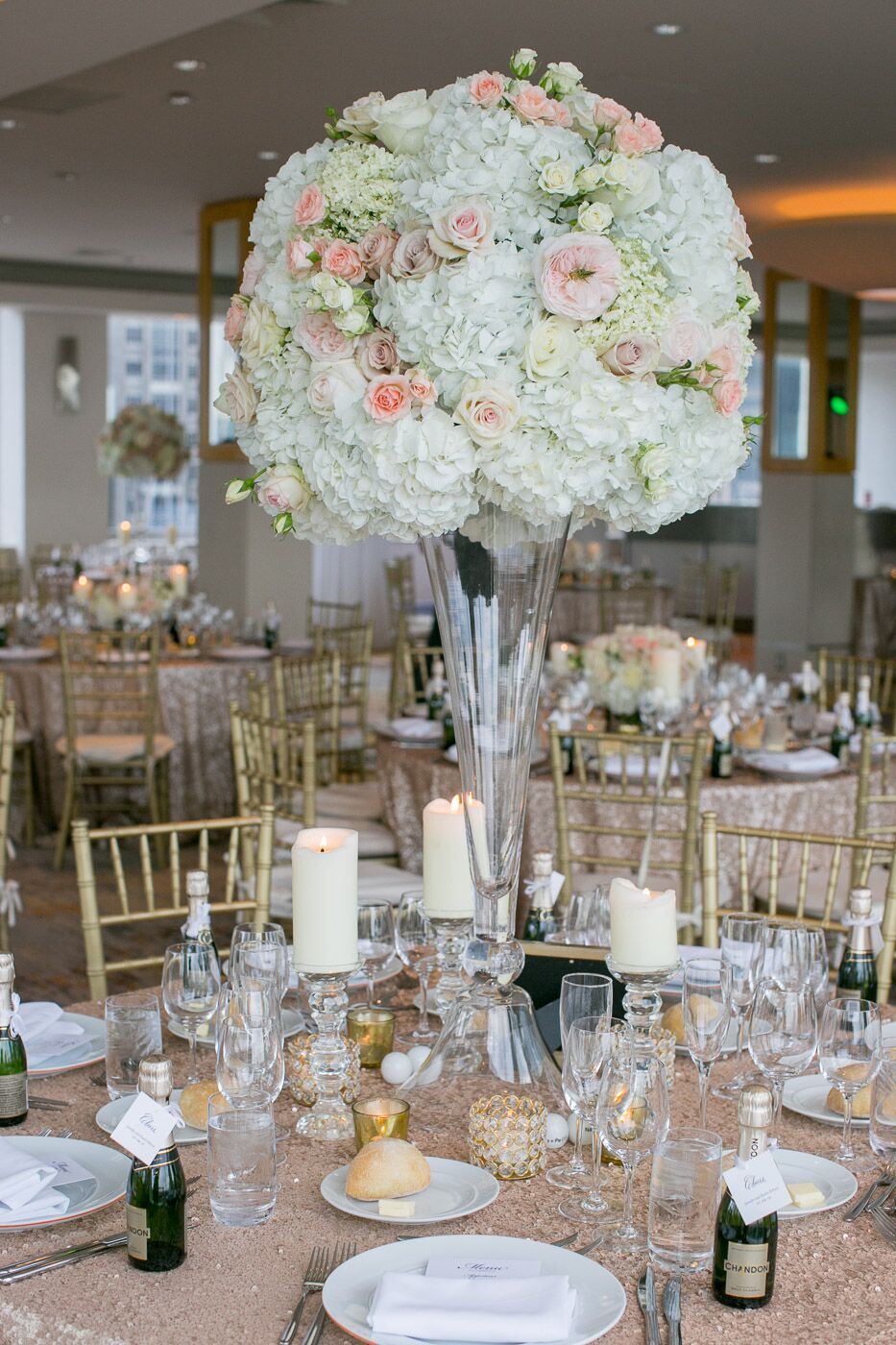 Tall Blush and Ivory Floral Centerpiece