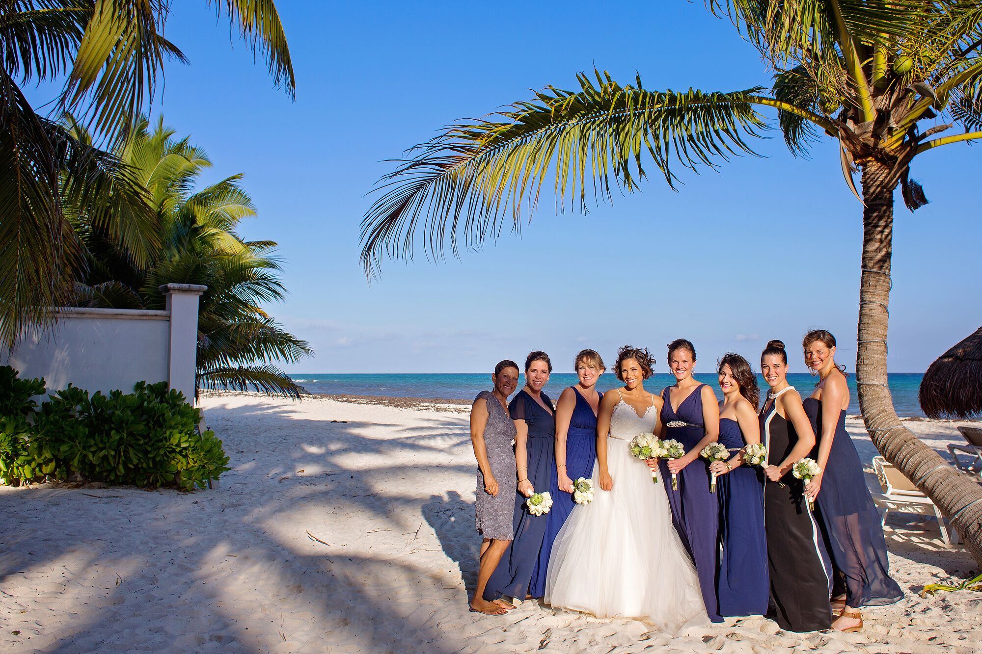 Navy Bridesmaid Dresses At Beach Wedding