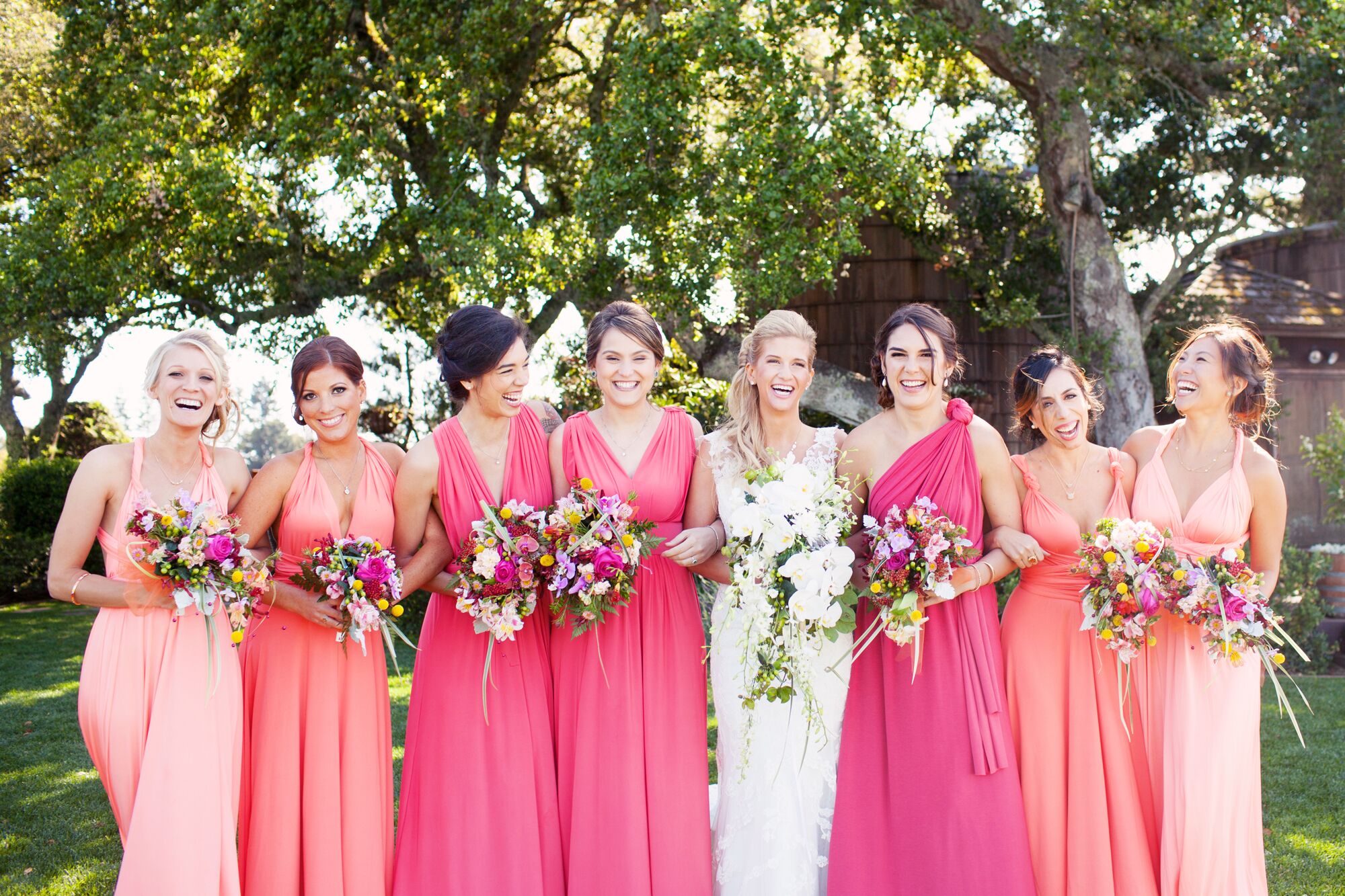 pink ombre bridesmaid dresses