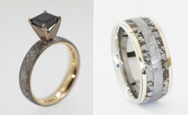 Engagement rings made from meteorite