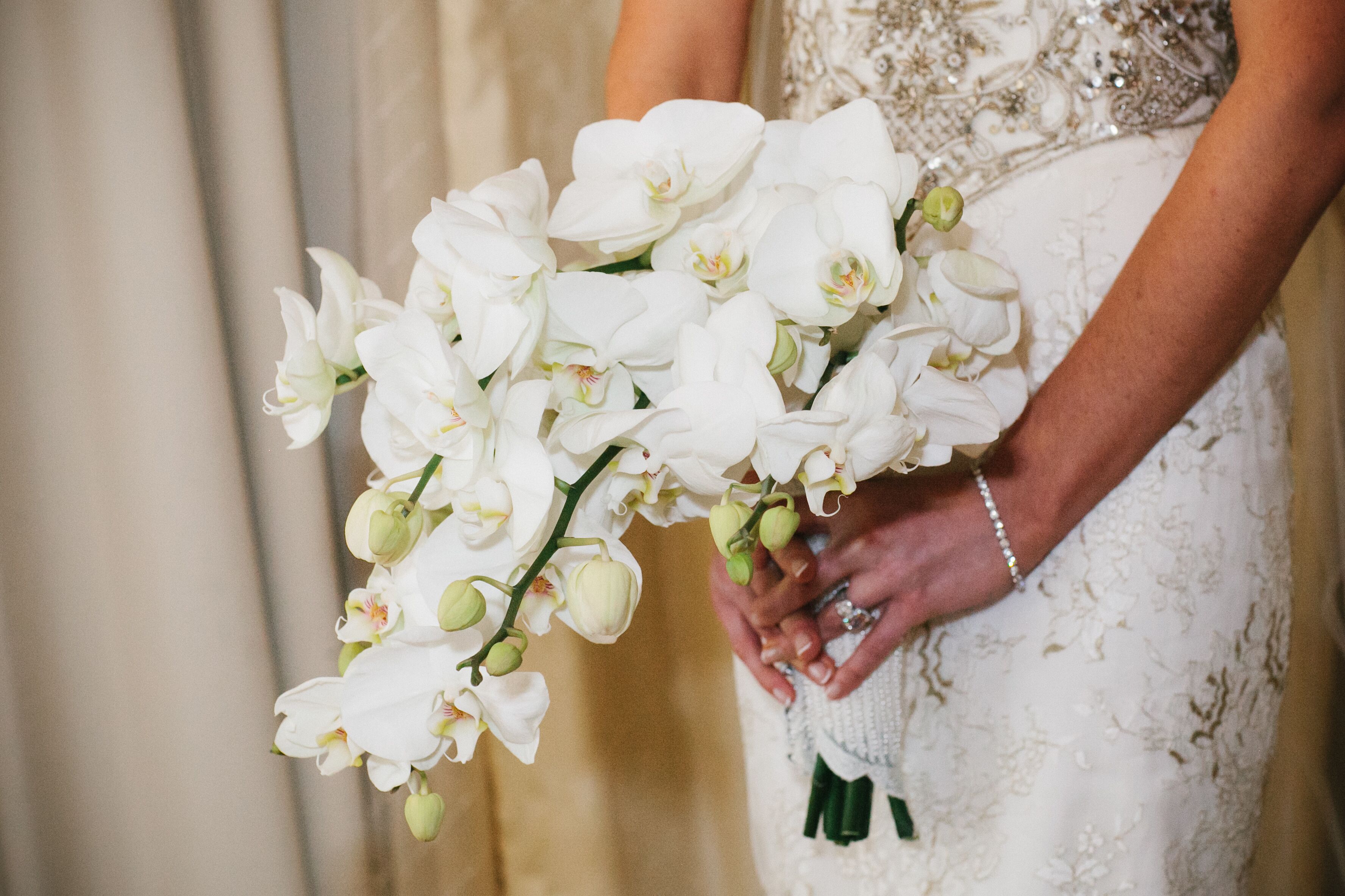 Cascading White Orchid Bridal Bouquet