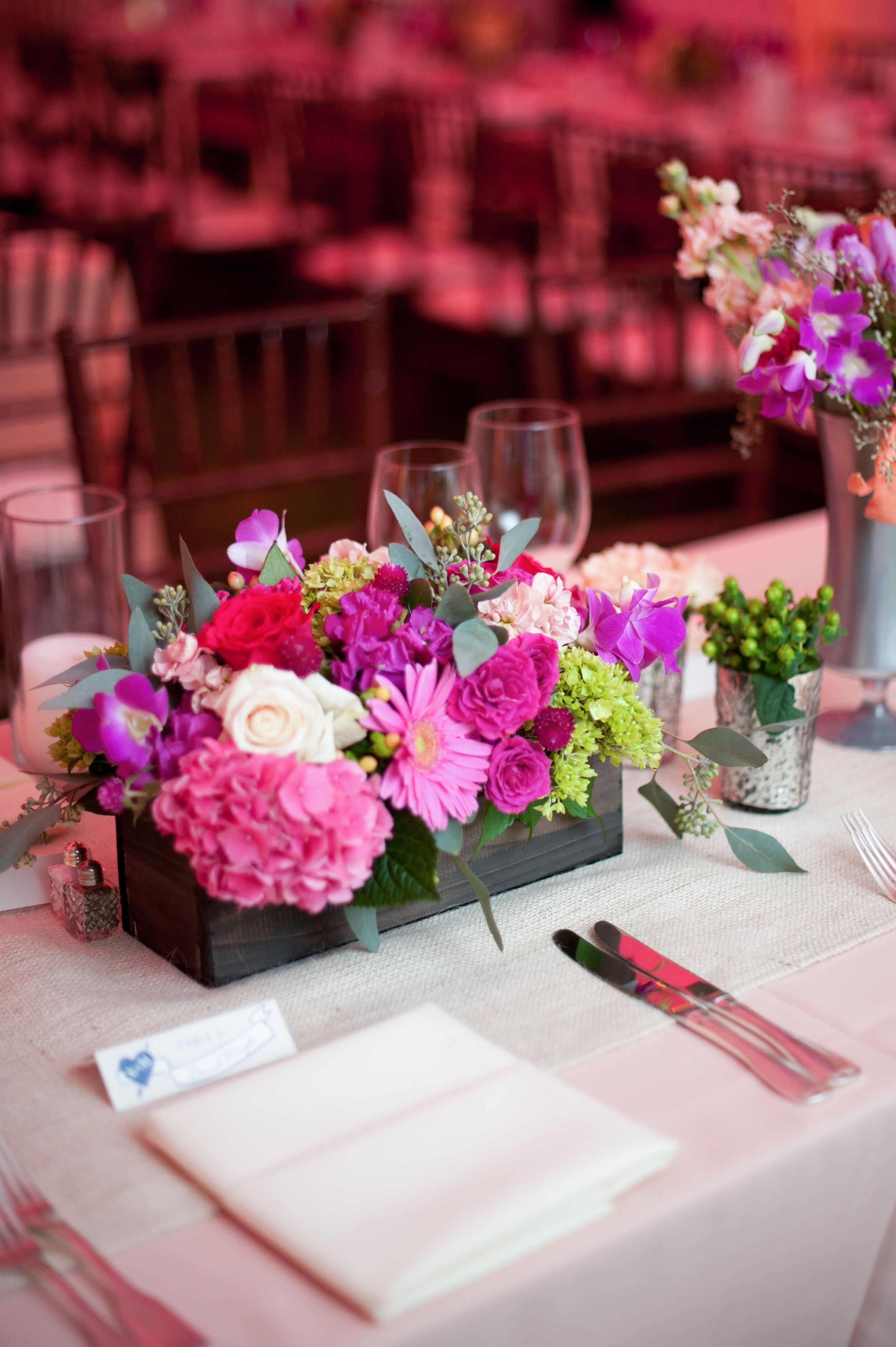 Wooden Flower Box Centerpiece