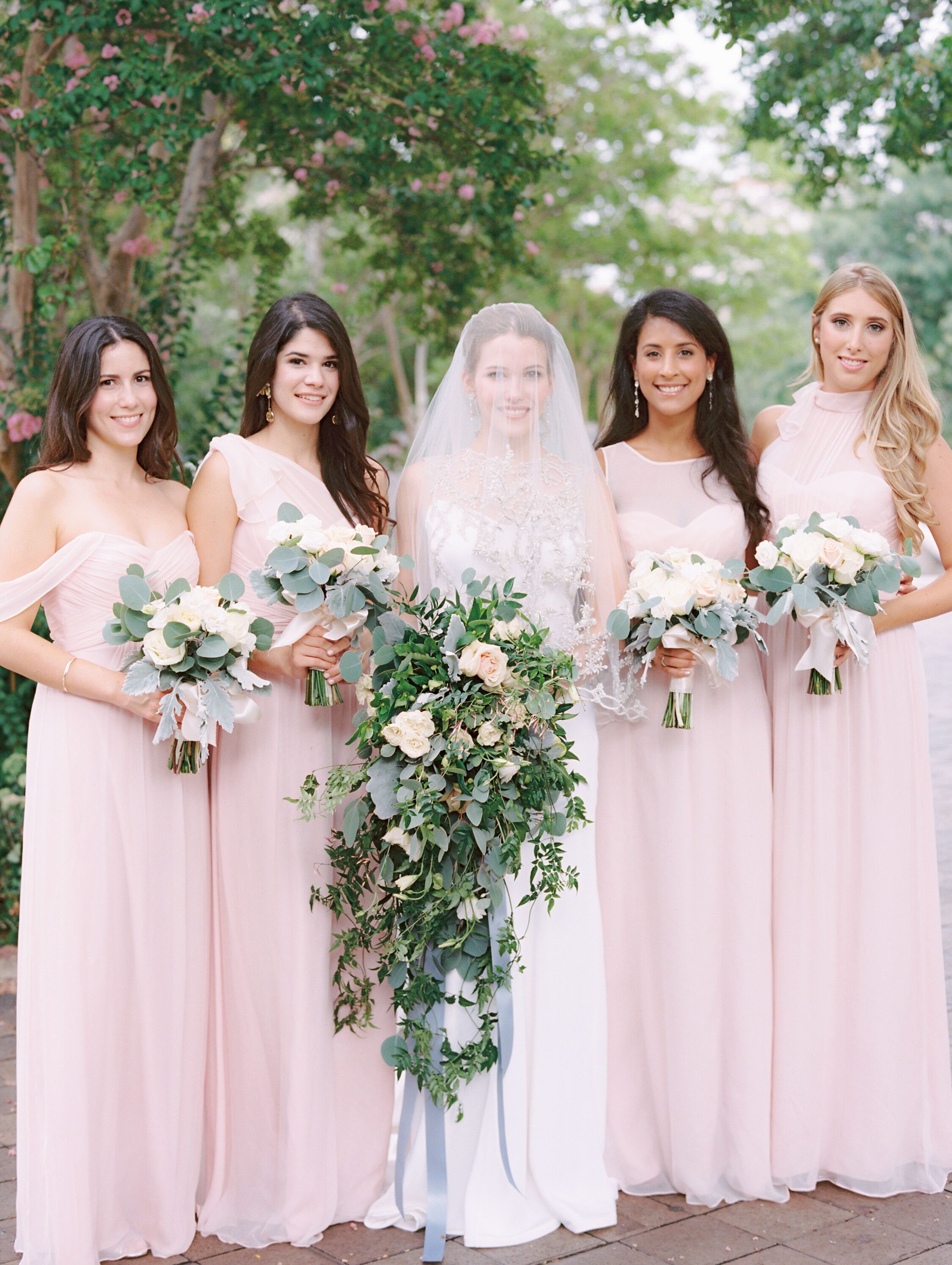 Amsale blush 2025 bridesmaid dress