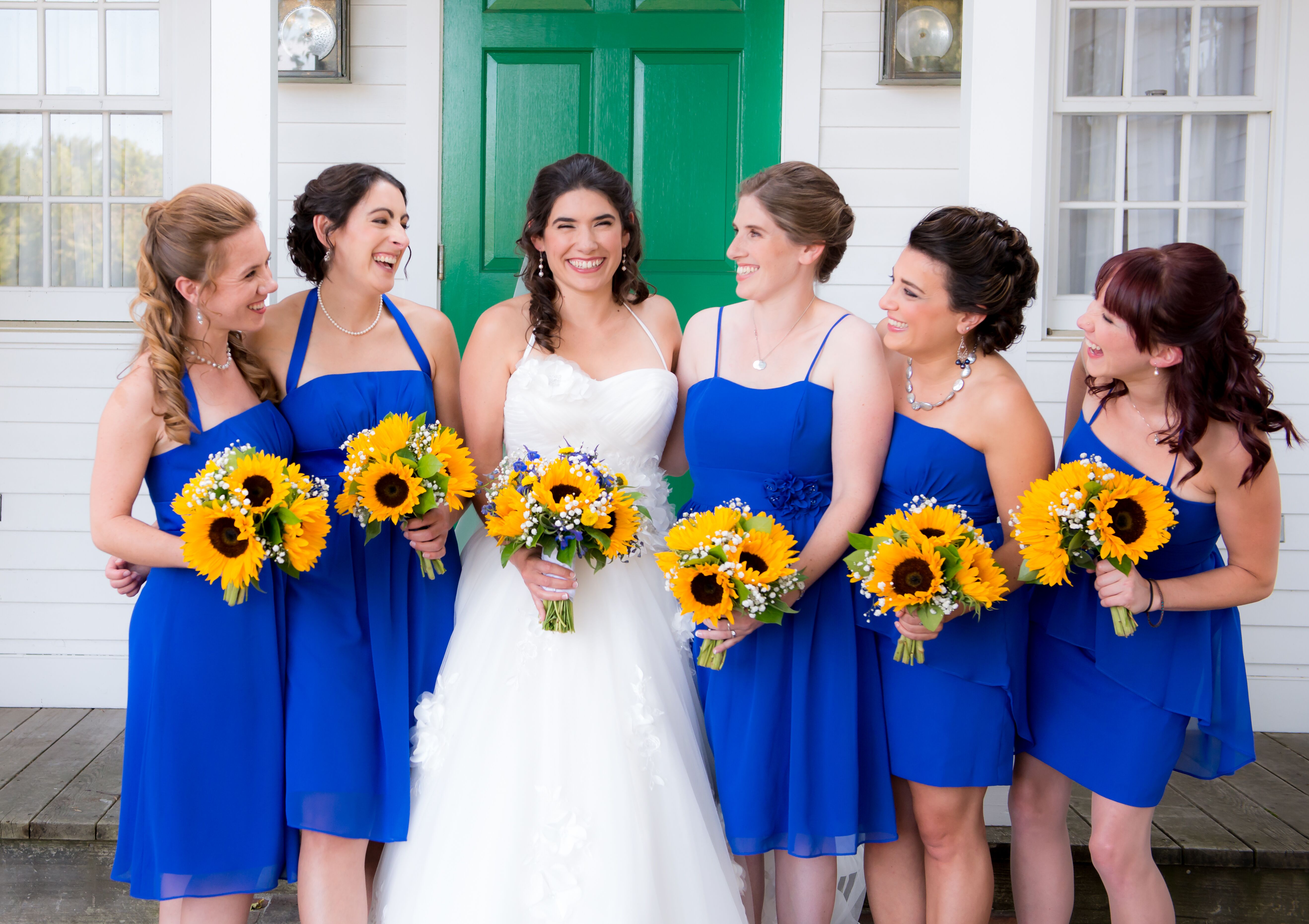 black bridesmaid dresses with sunflowers