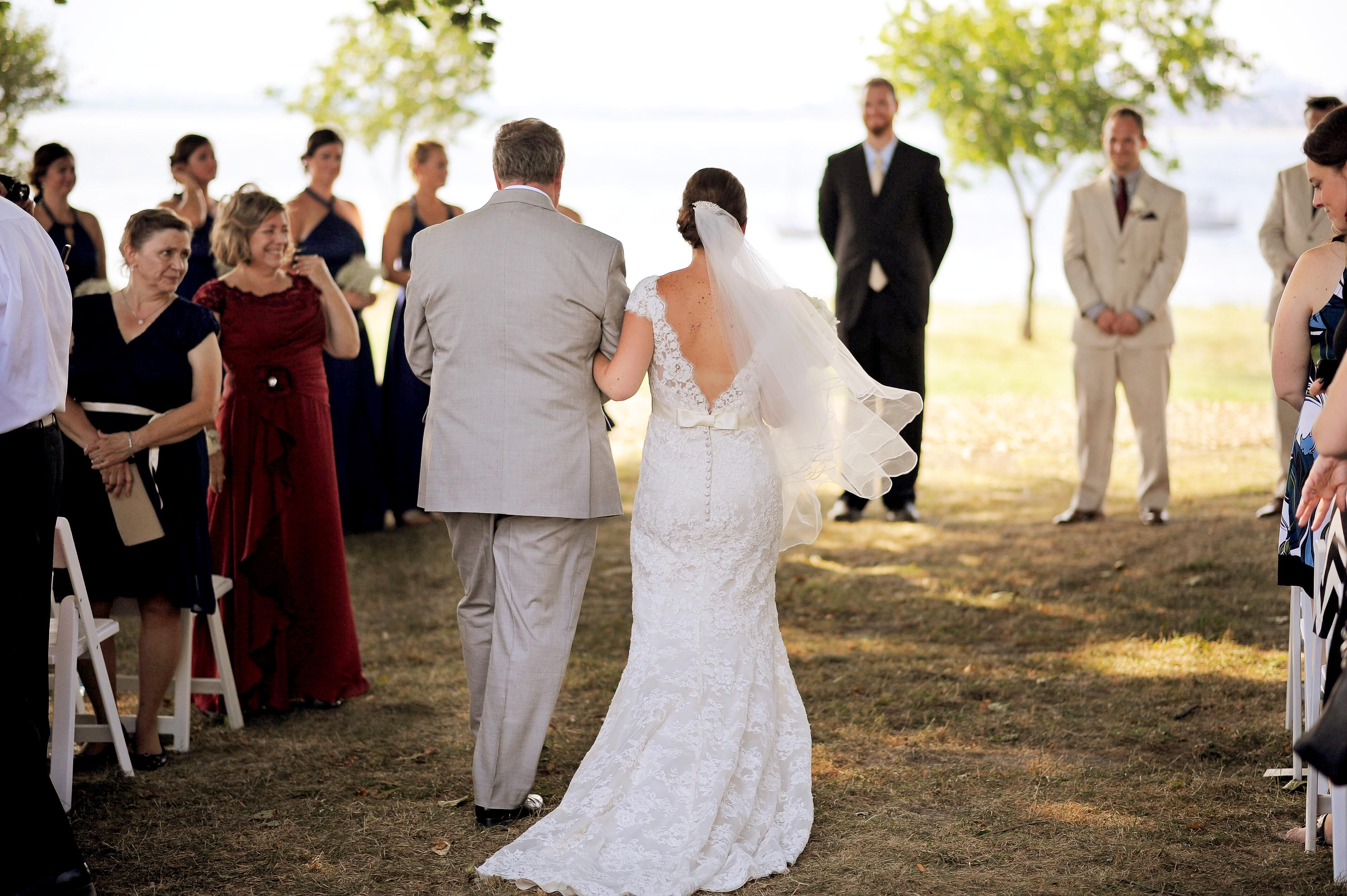 Outdoor Wedding Processional on Thompson Island