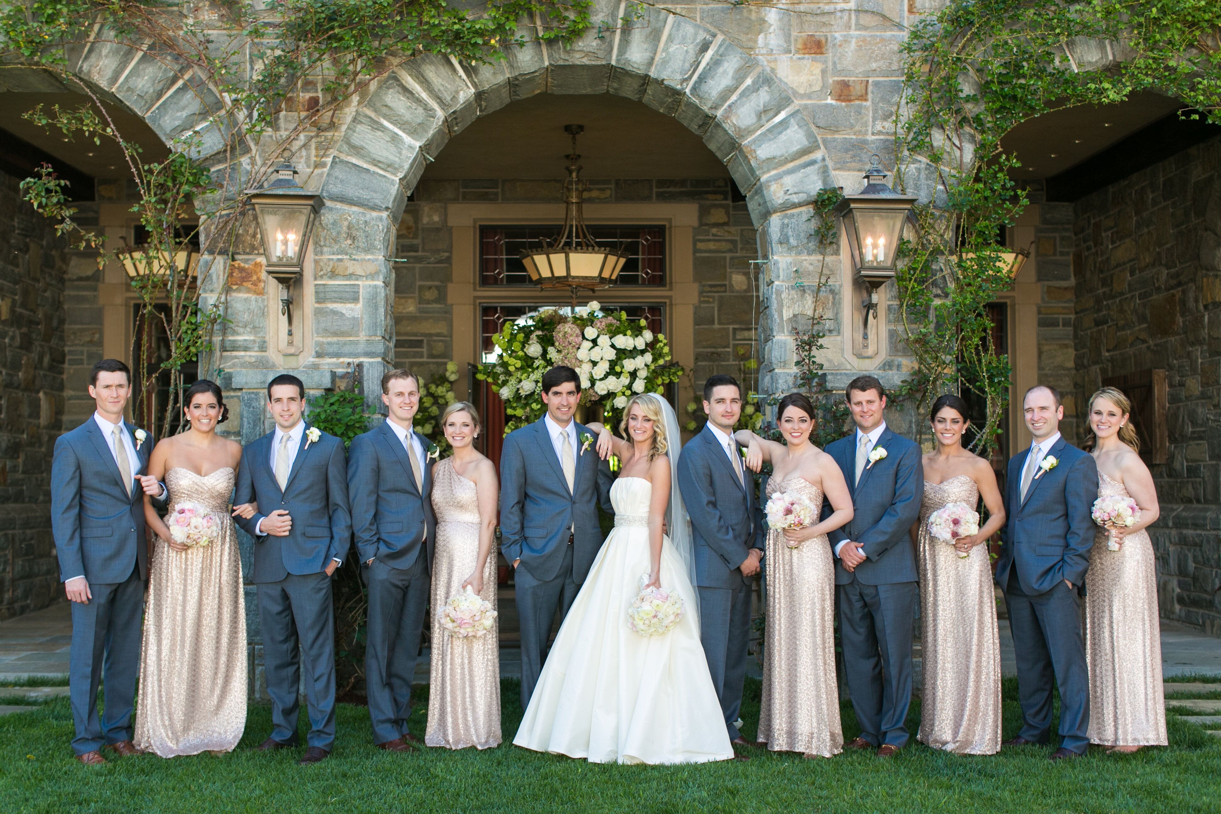 navy bridesmaids and groomsmen