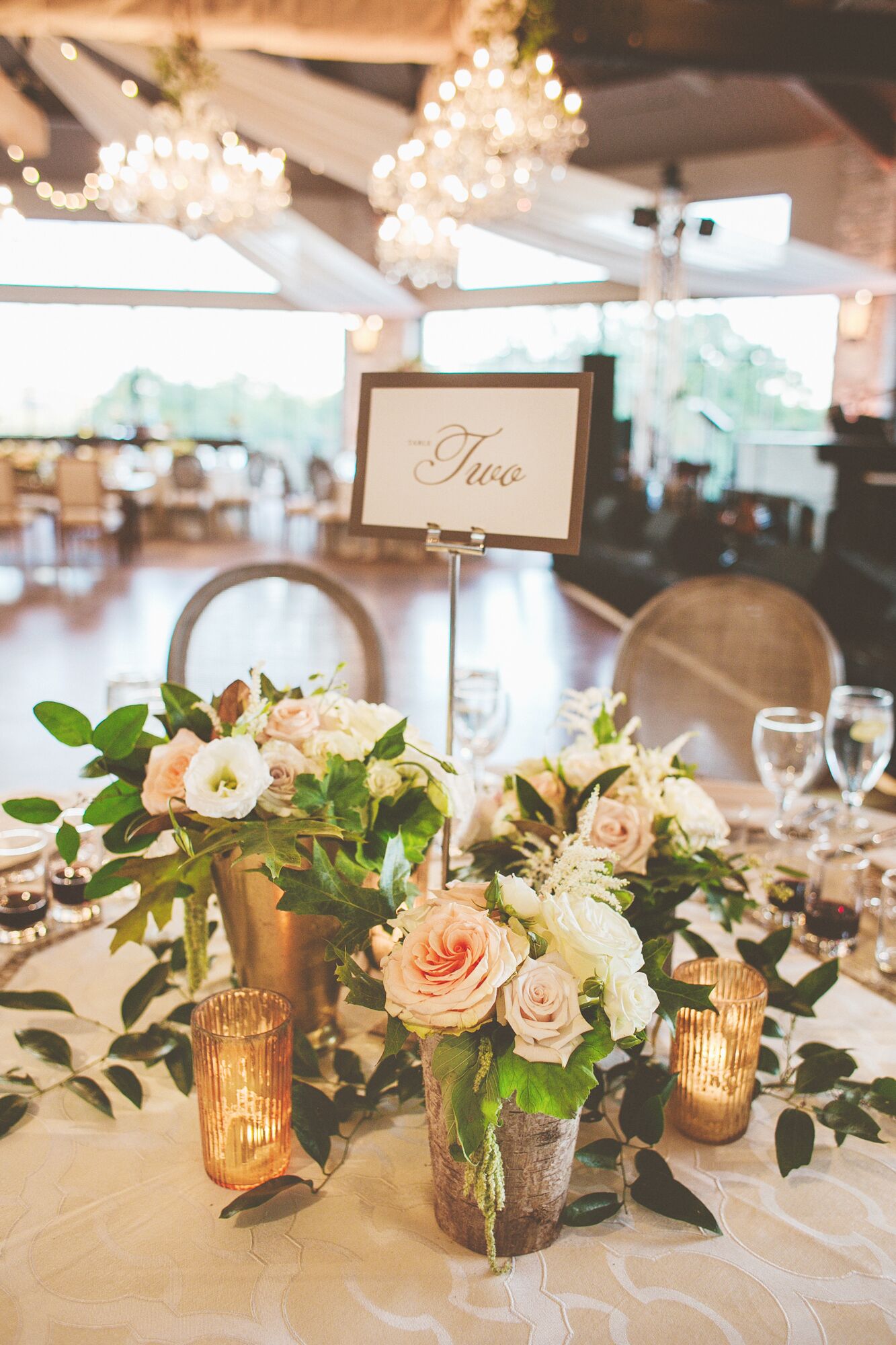 Rustic Vintage Blush Rose Table Centerpieces