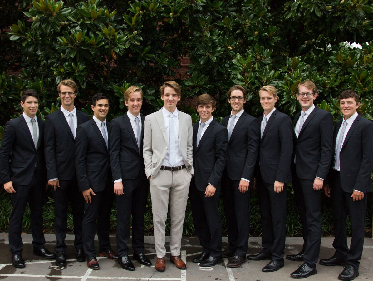 Navy Groomsmen Suits and Gray Groom s Suit from Zara