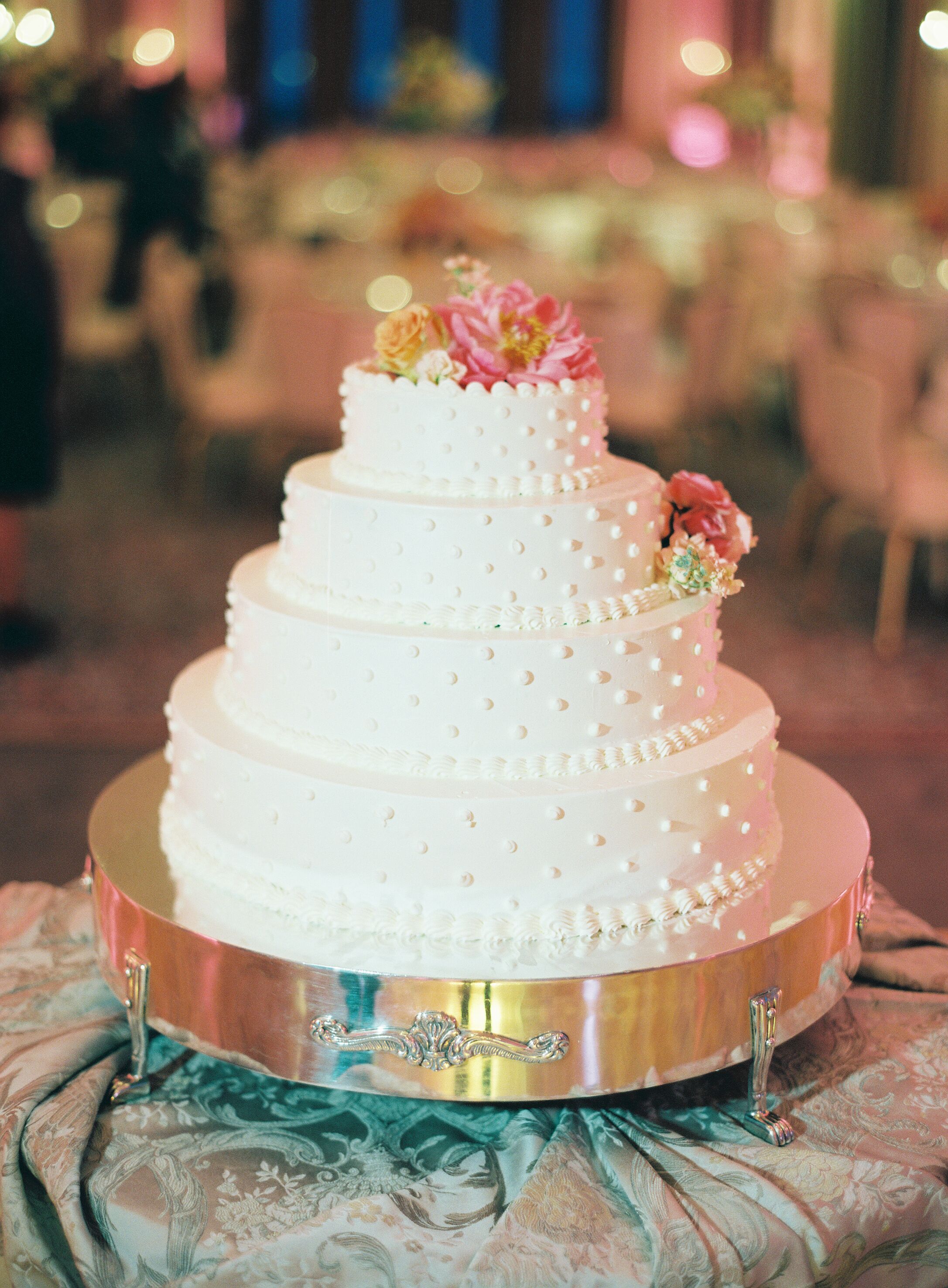 FourTier Swiss Dot Wedding Cake