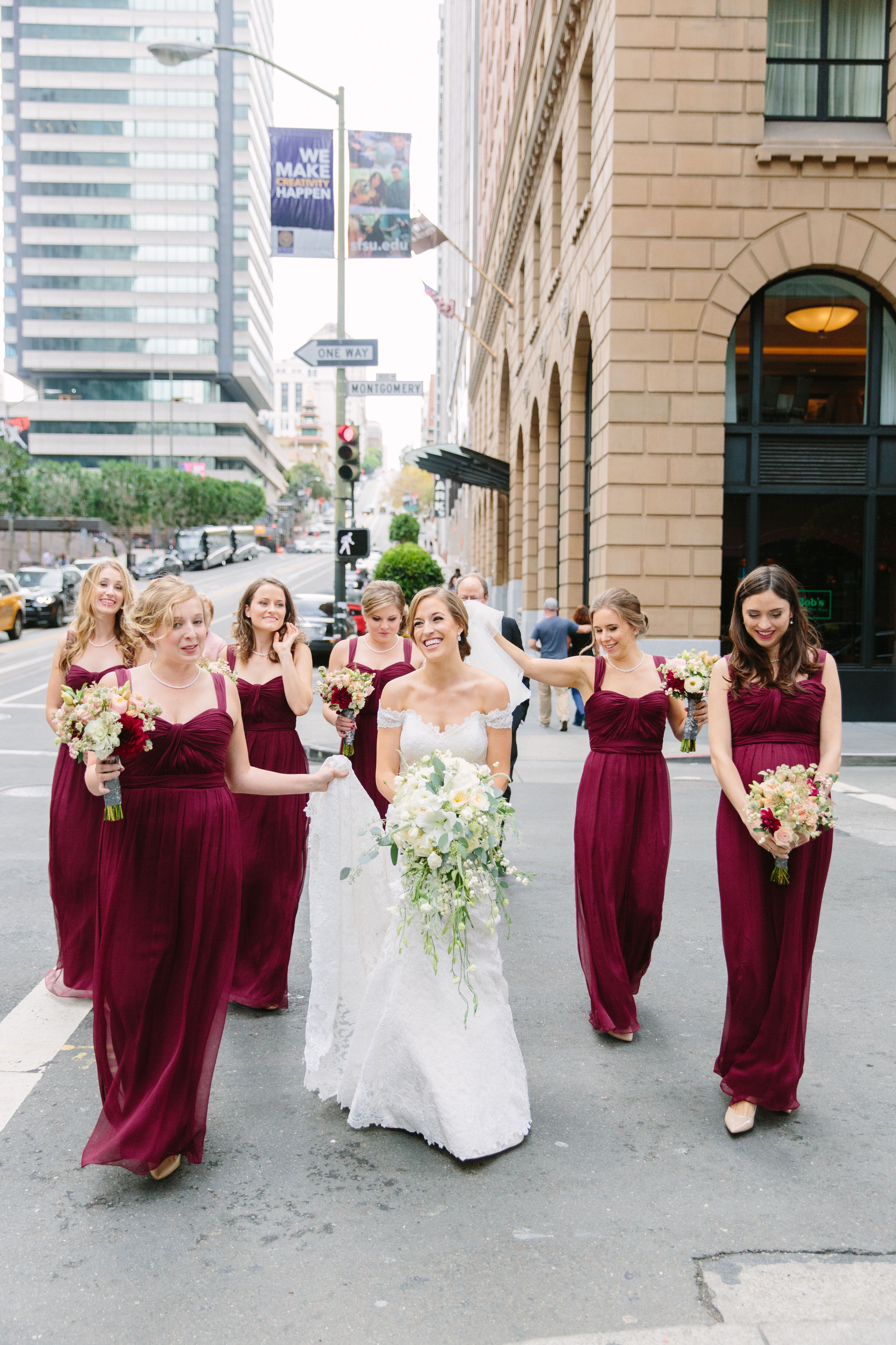 Crimson 2024 bridesmaid dresses