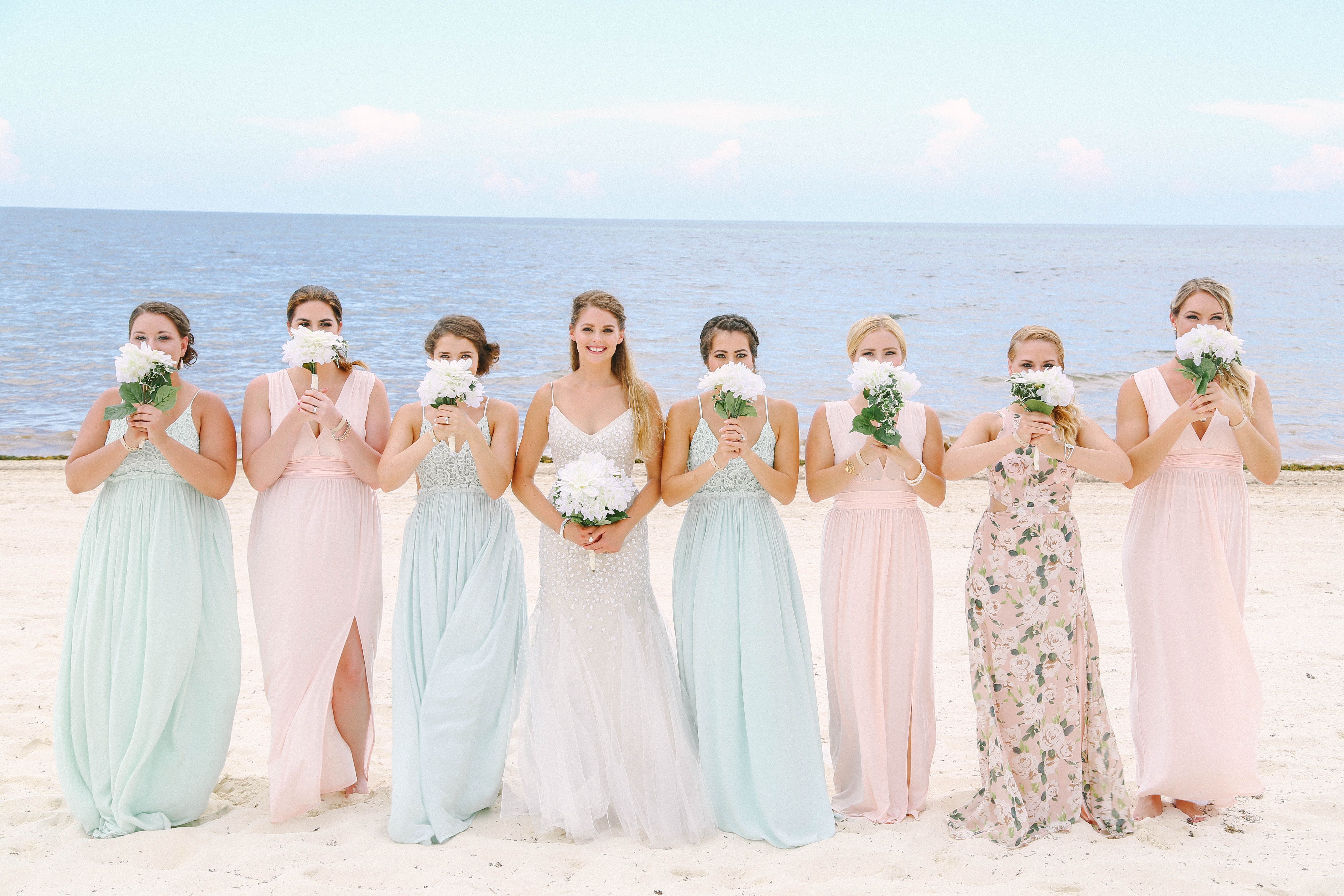 aqua bridesmaid dresses for beach wedding