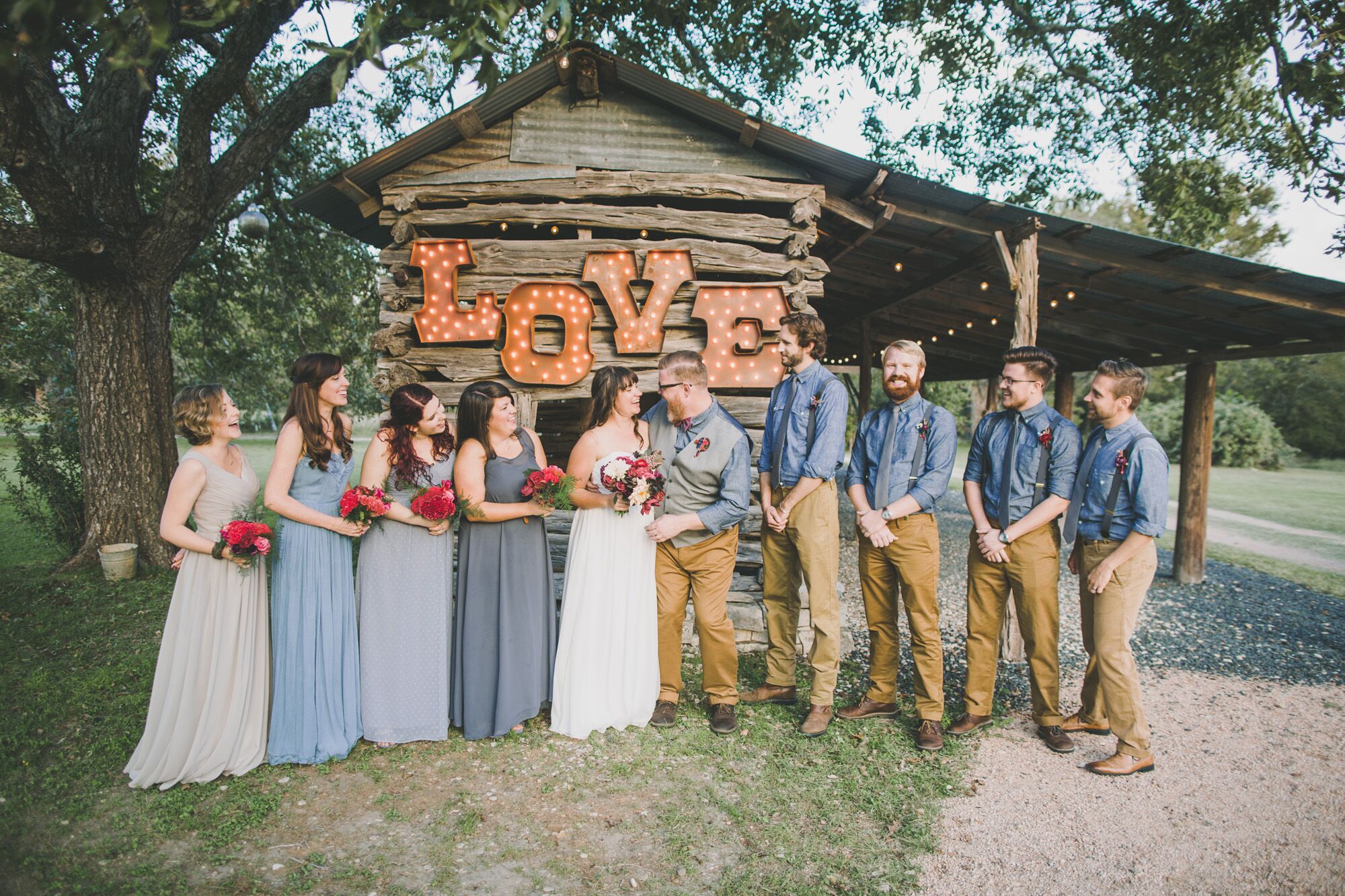 Whimsical Casual  Blue Groomsmen and Bridesmaids