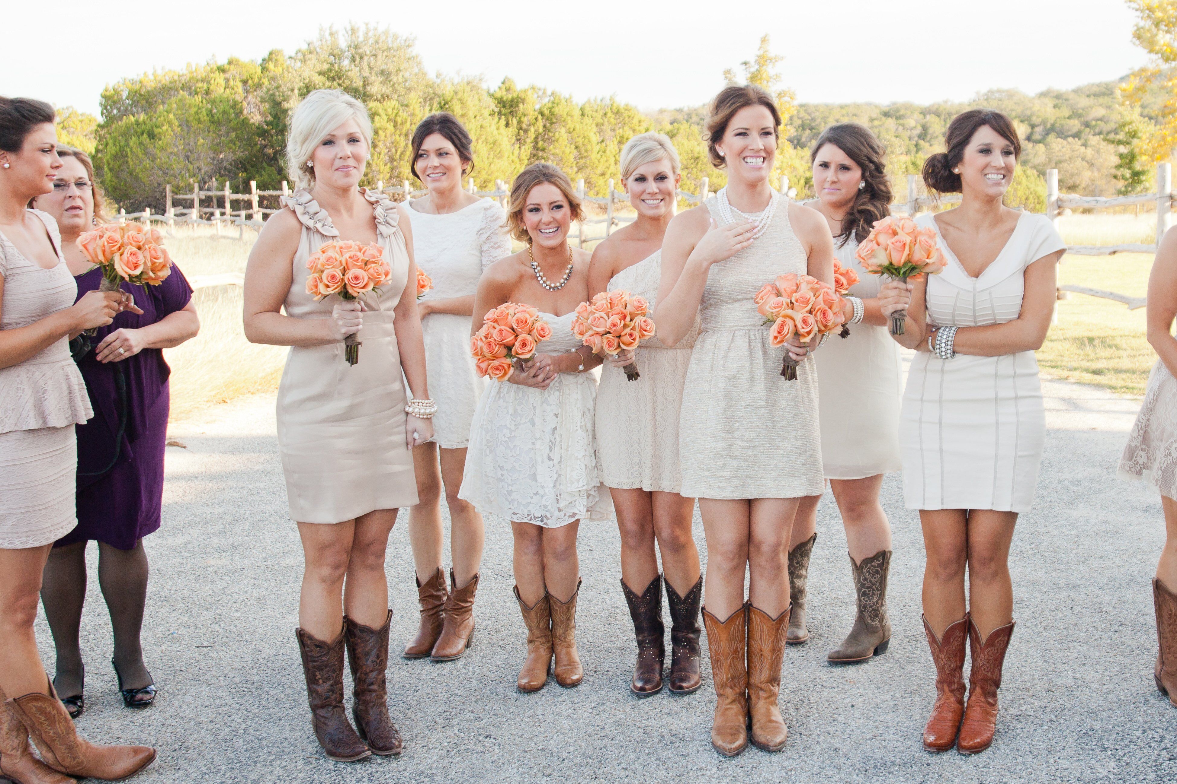 Bridesmaid Dresses with Cowboy Boots