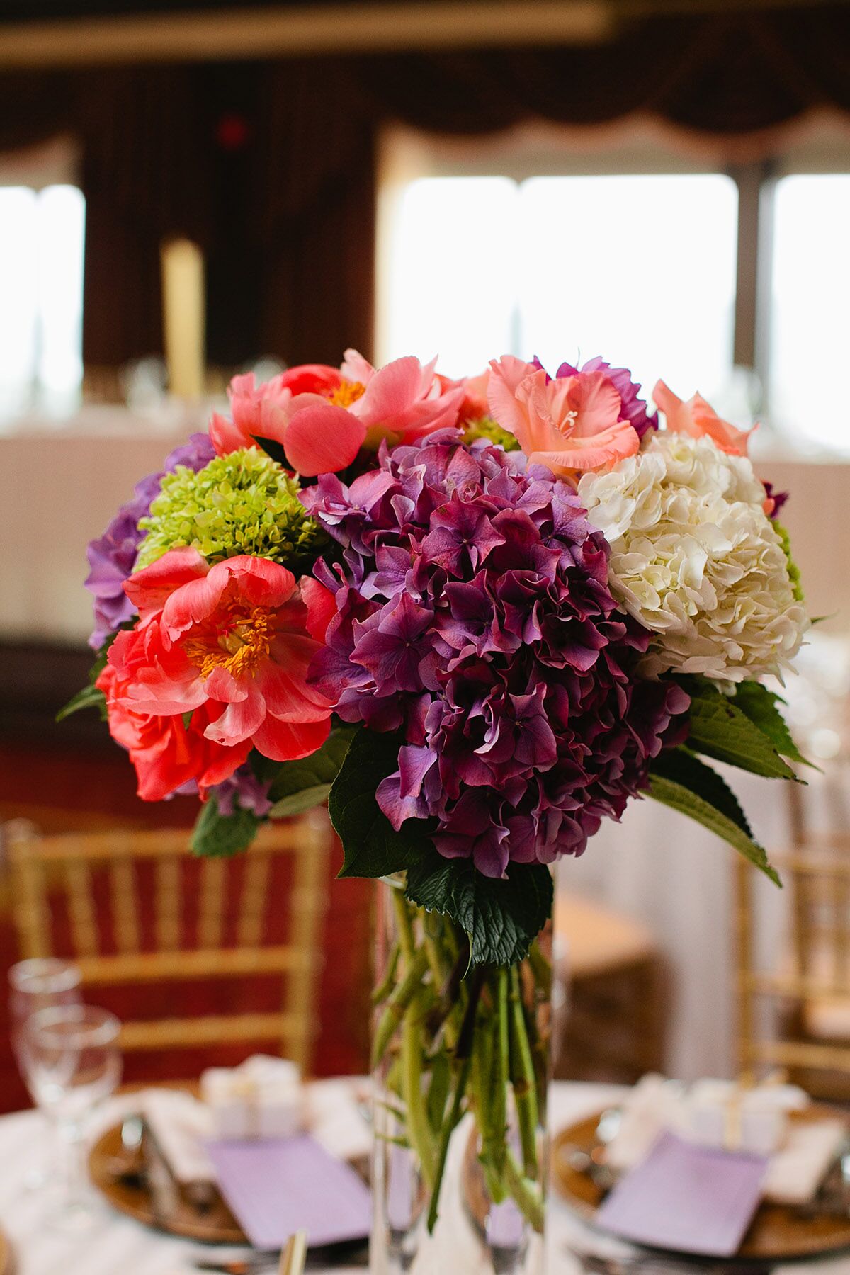 Camellia and Hydrangea Centerpiece