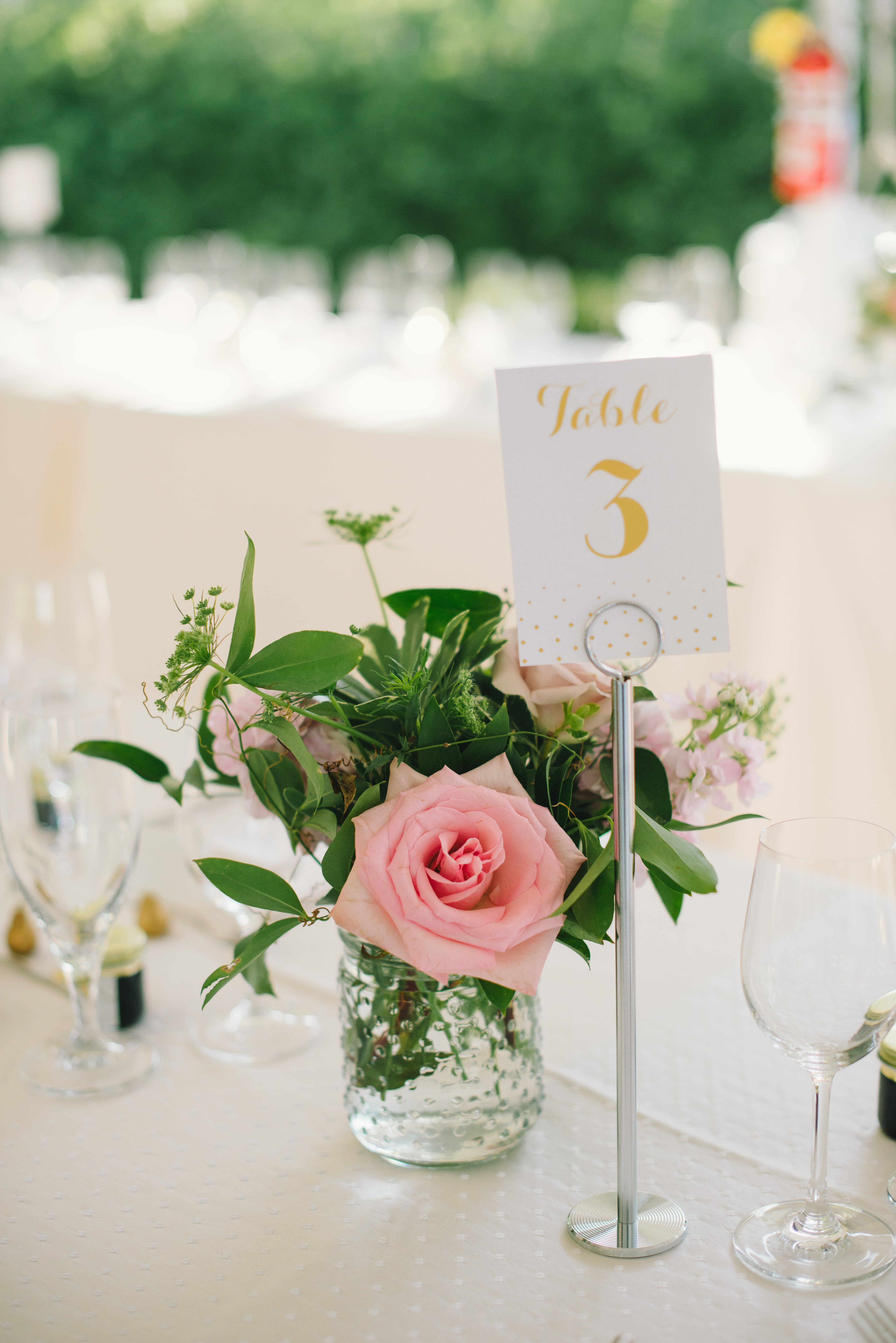 Gold Table Number With Polka Dots