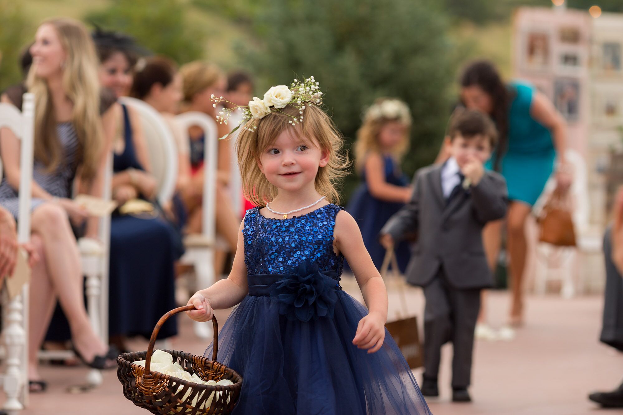 Navy blue dress outlet with white flowers