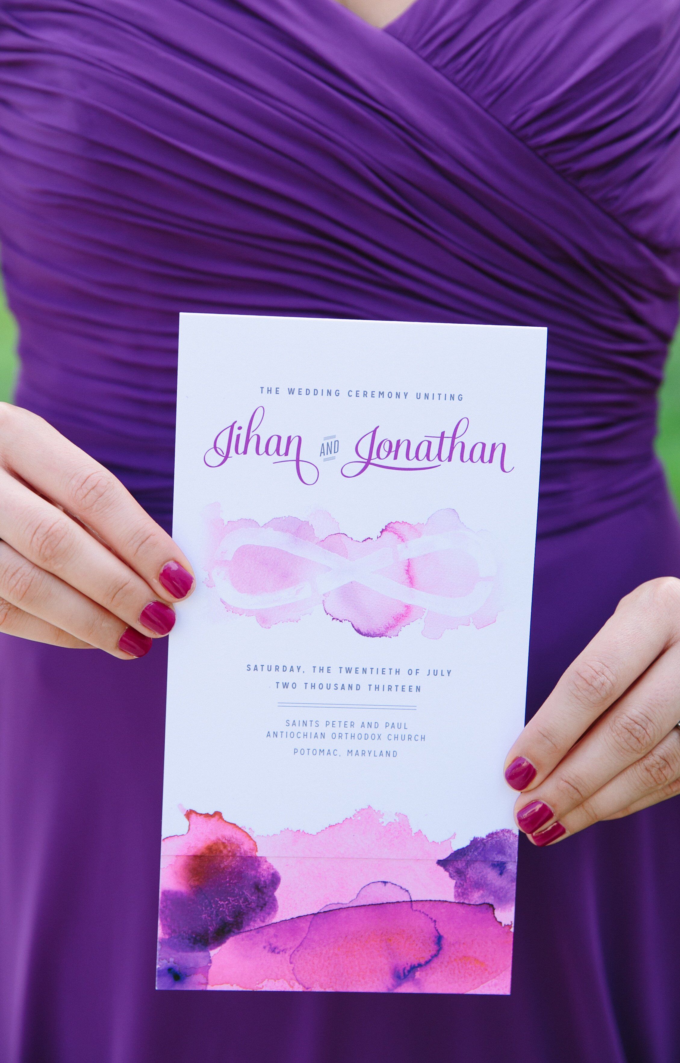 Custom Purple Watercolor Invitations
