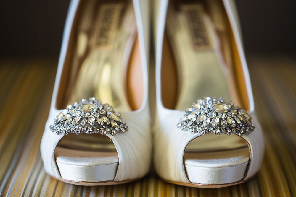 Bejeweled Badgley Mischka Peep-Toe Heels
