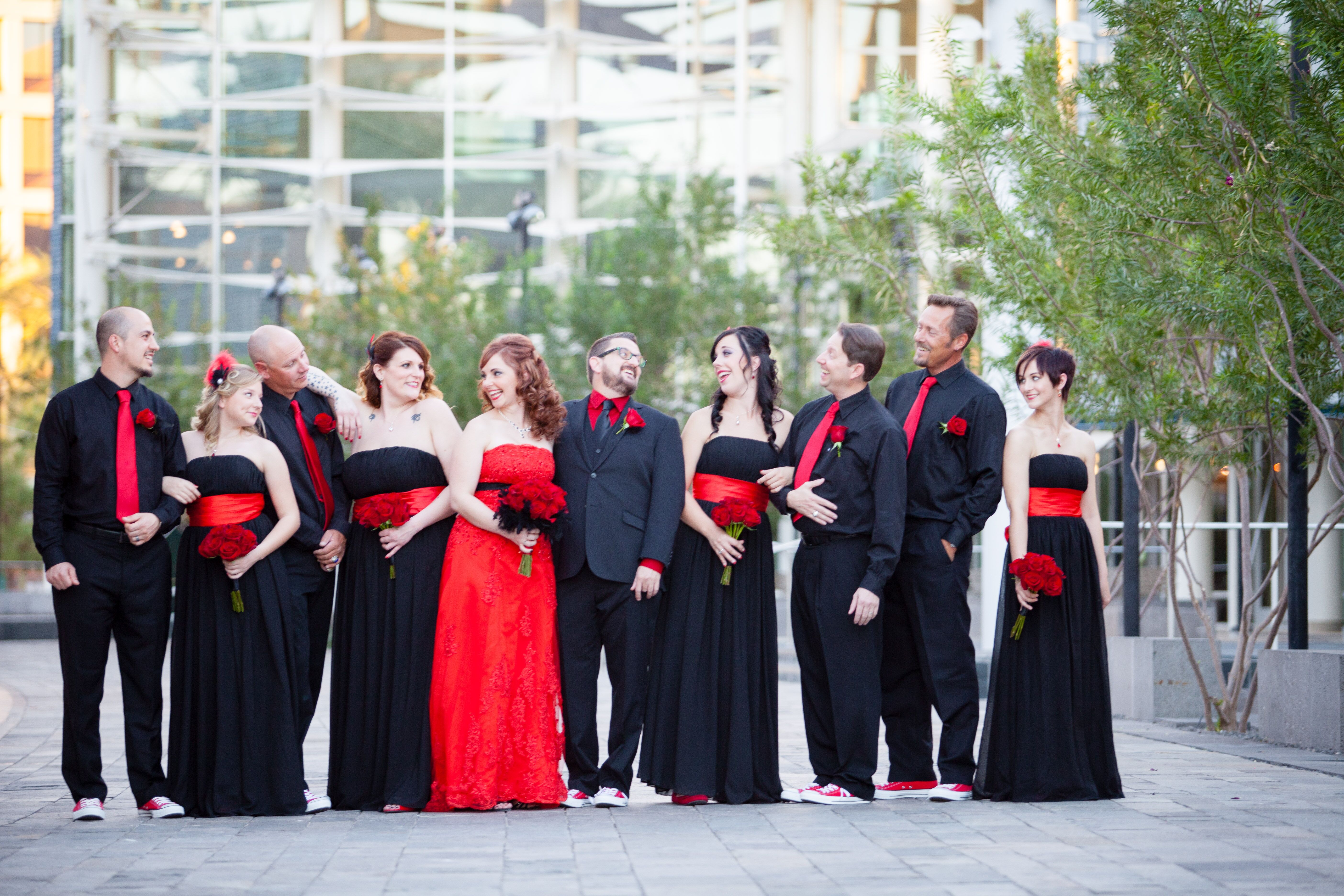 red and black wedding reception