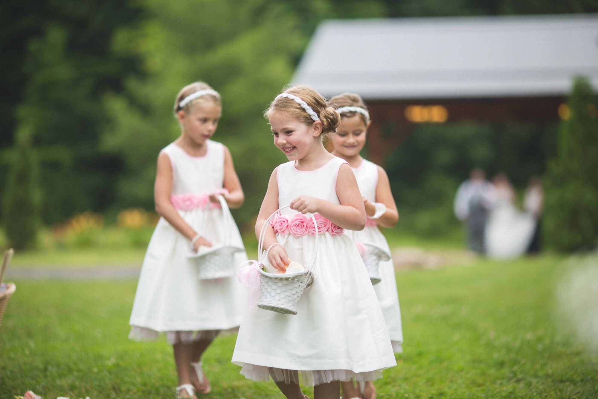 Ivory Flower Girl Dresses and Baskets