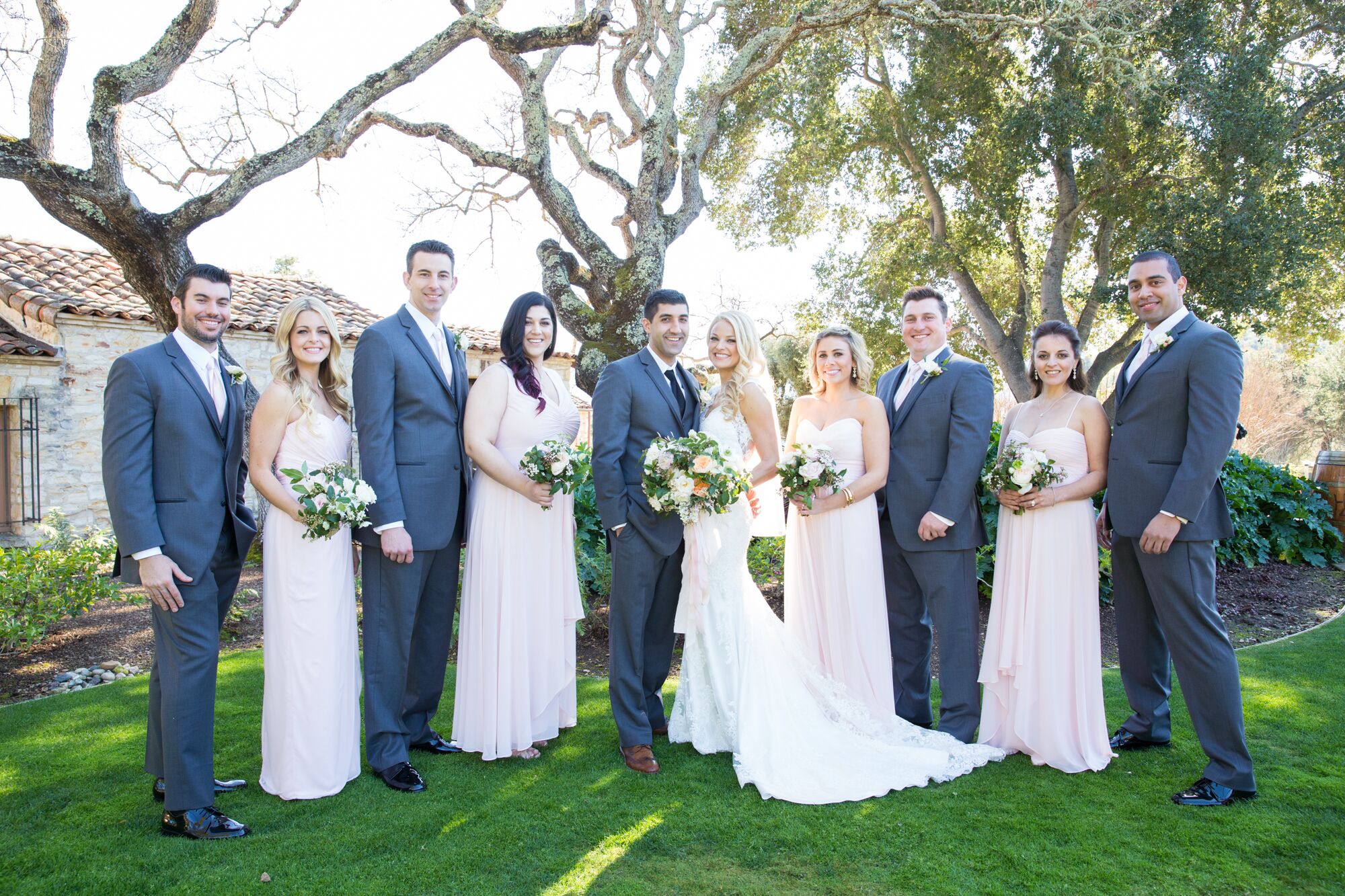 Blush and Gray Wedding Party Attire