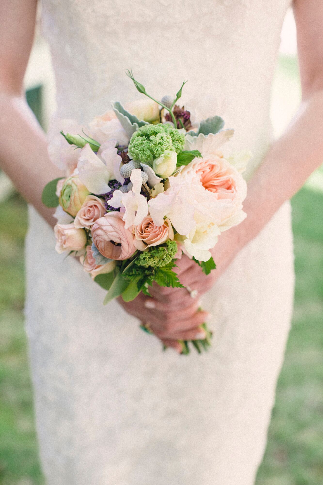 Timeless Peach Peony and Garden Rose Bouquet