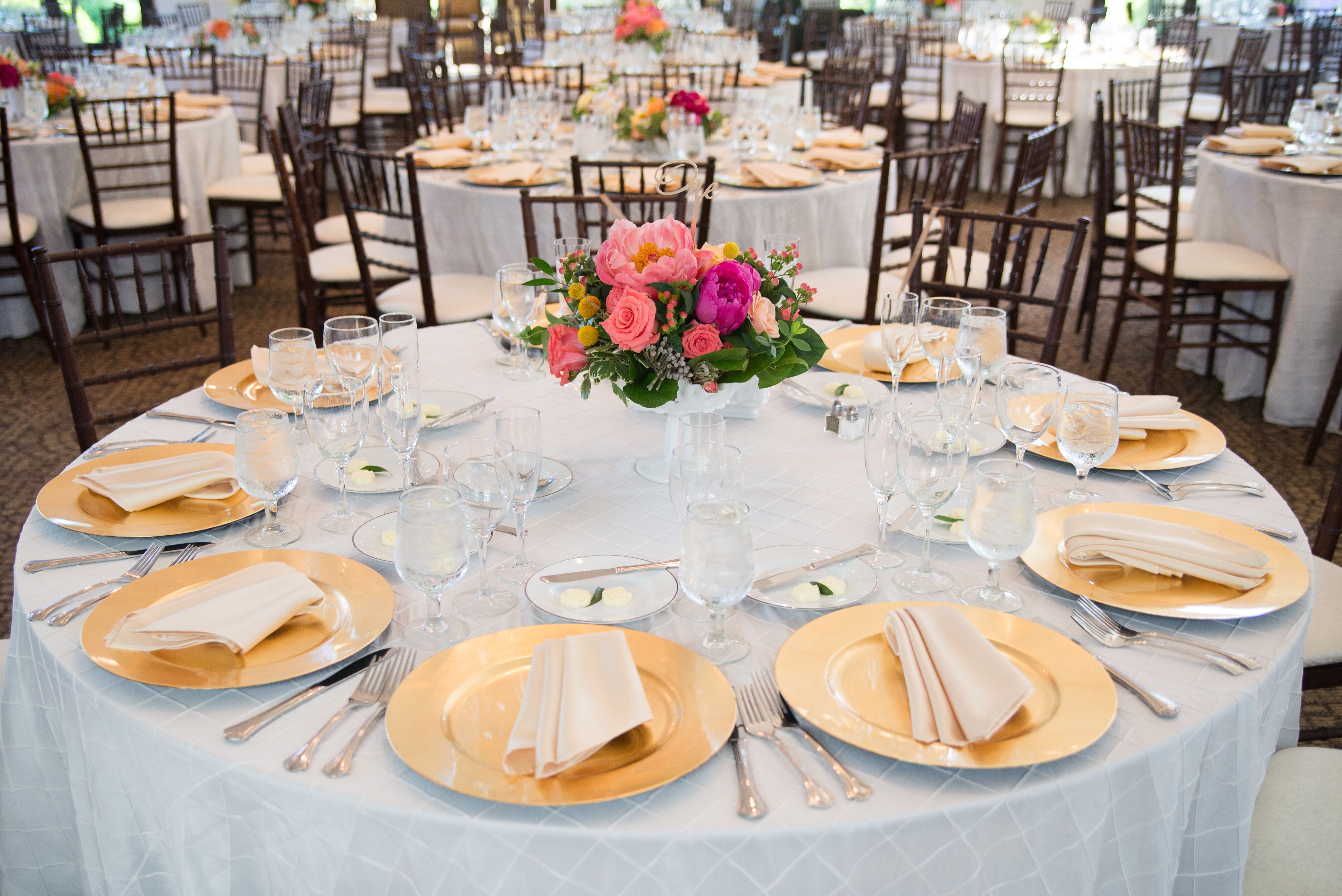Gold Flatware and White Tablecloths