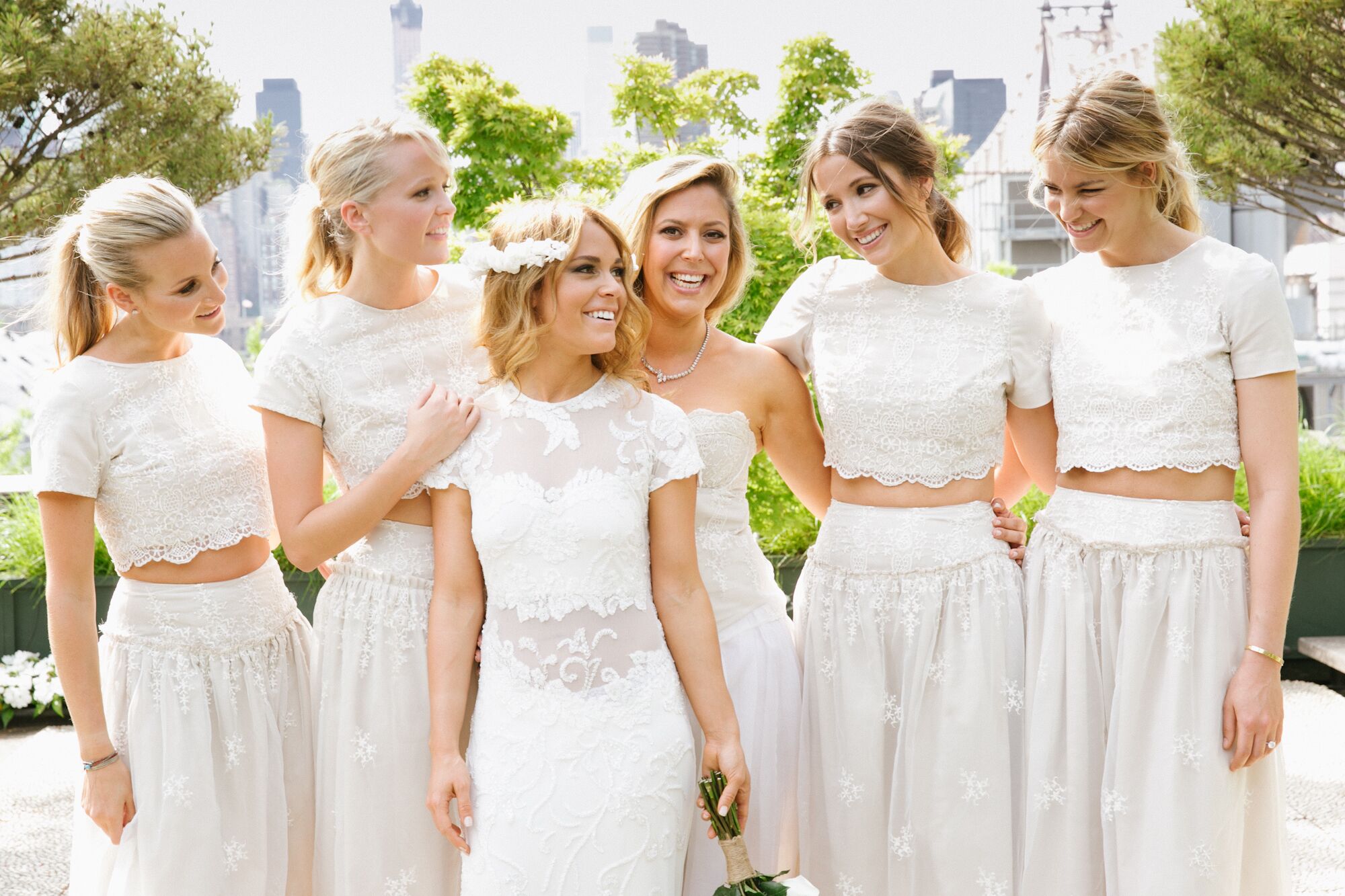 Custom Ivory Crop Top Bridesmaid Dresses