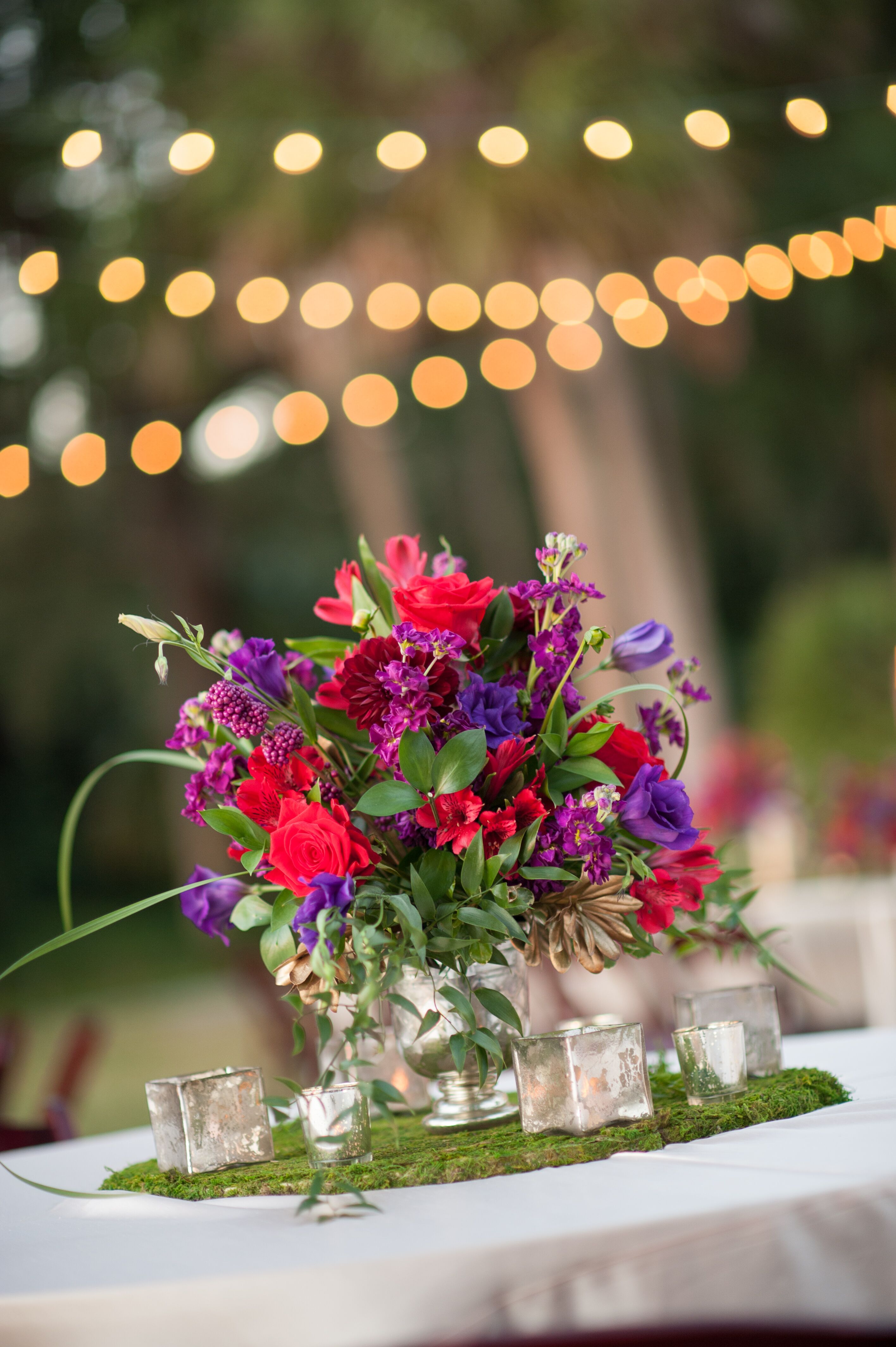 Red, Purple, and Green Floral Centerpiece