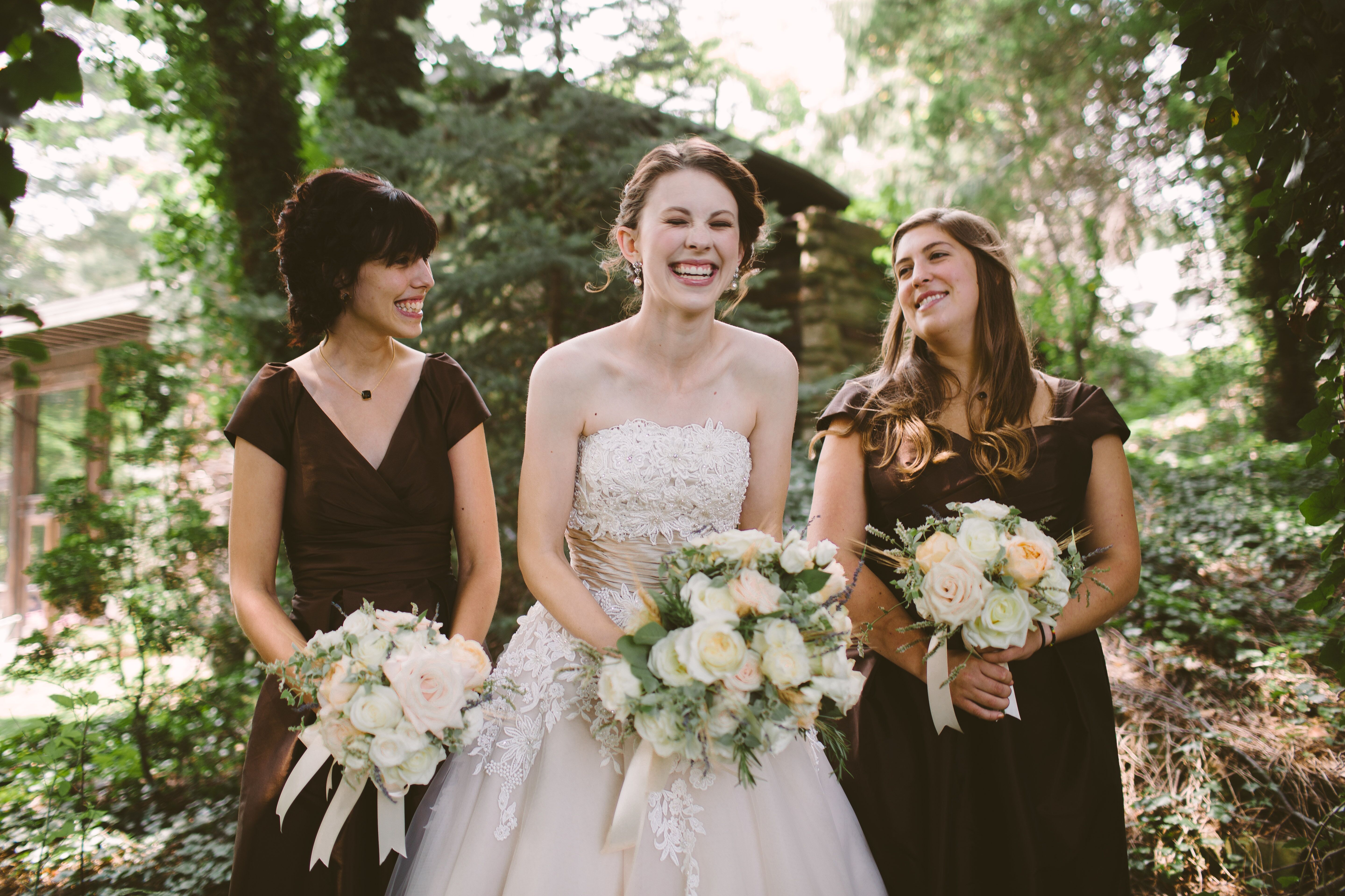 Bridesmaids In Brown Dresses 