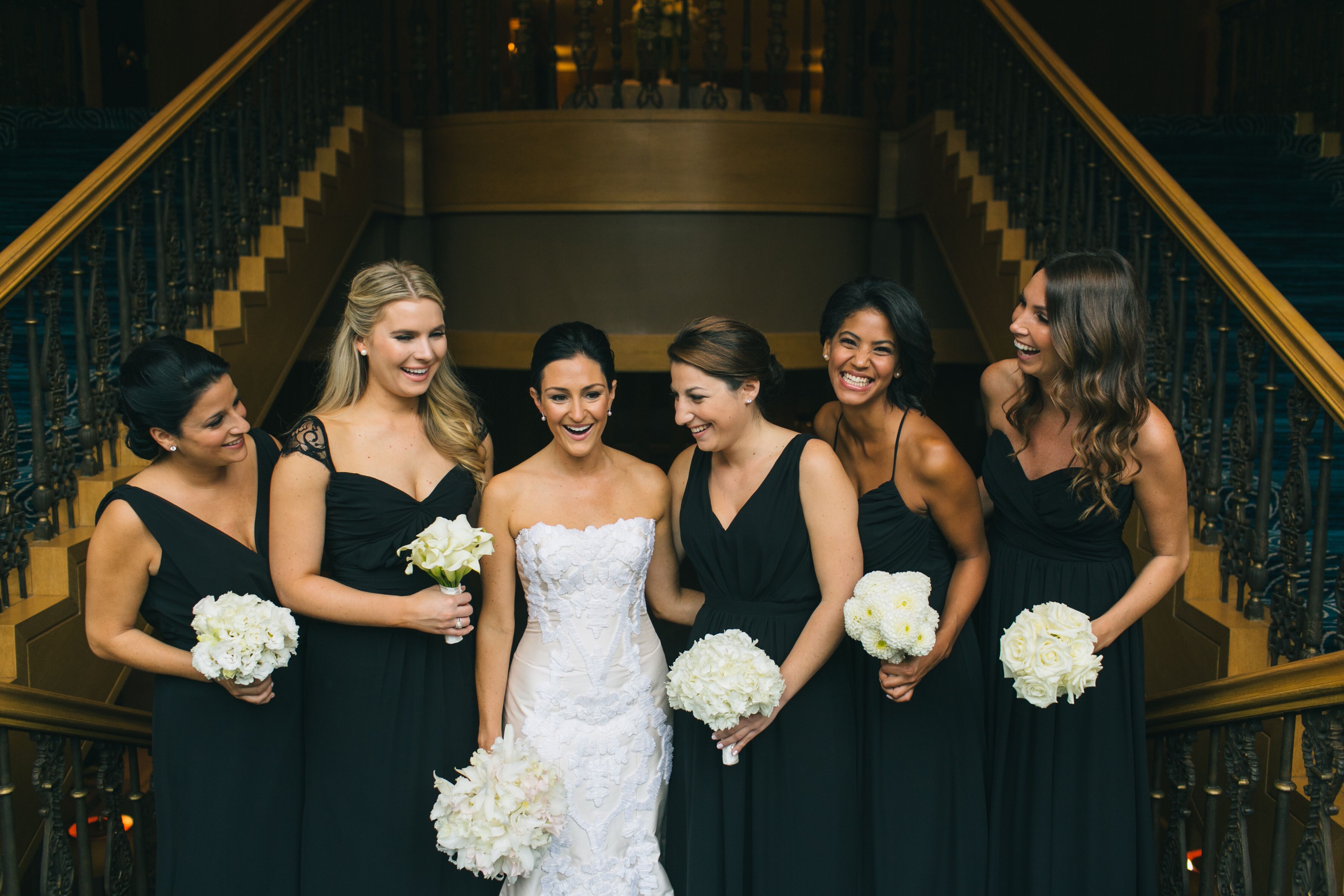 Long black bridesmaid dresses deals