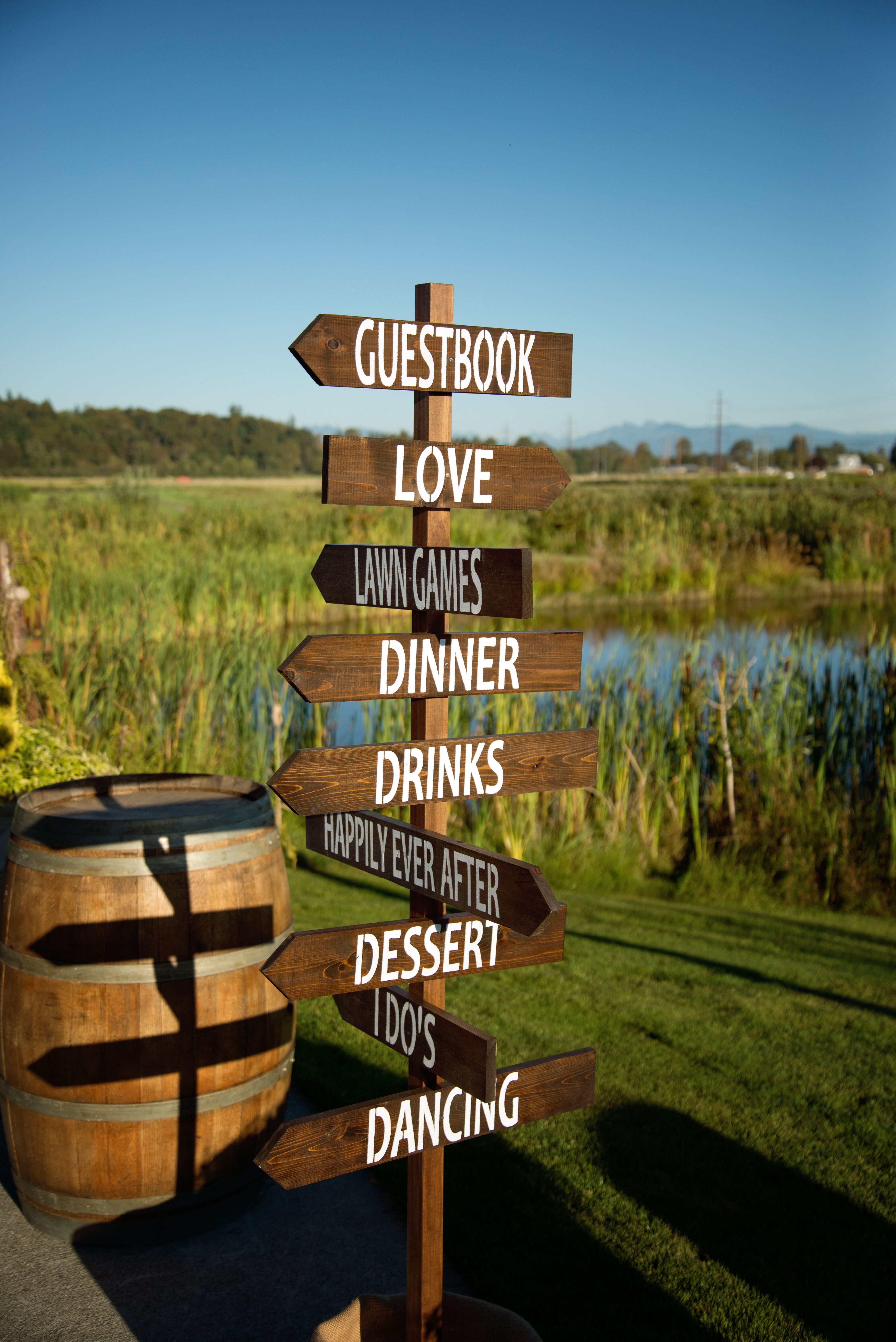 Wooden Stake Directional Wedding Sign