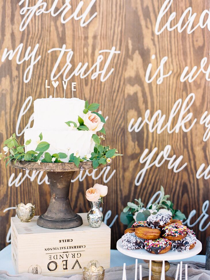 DIY Calligraphy Plywood Cake Table Backdrop