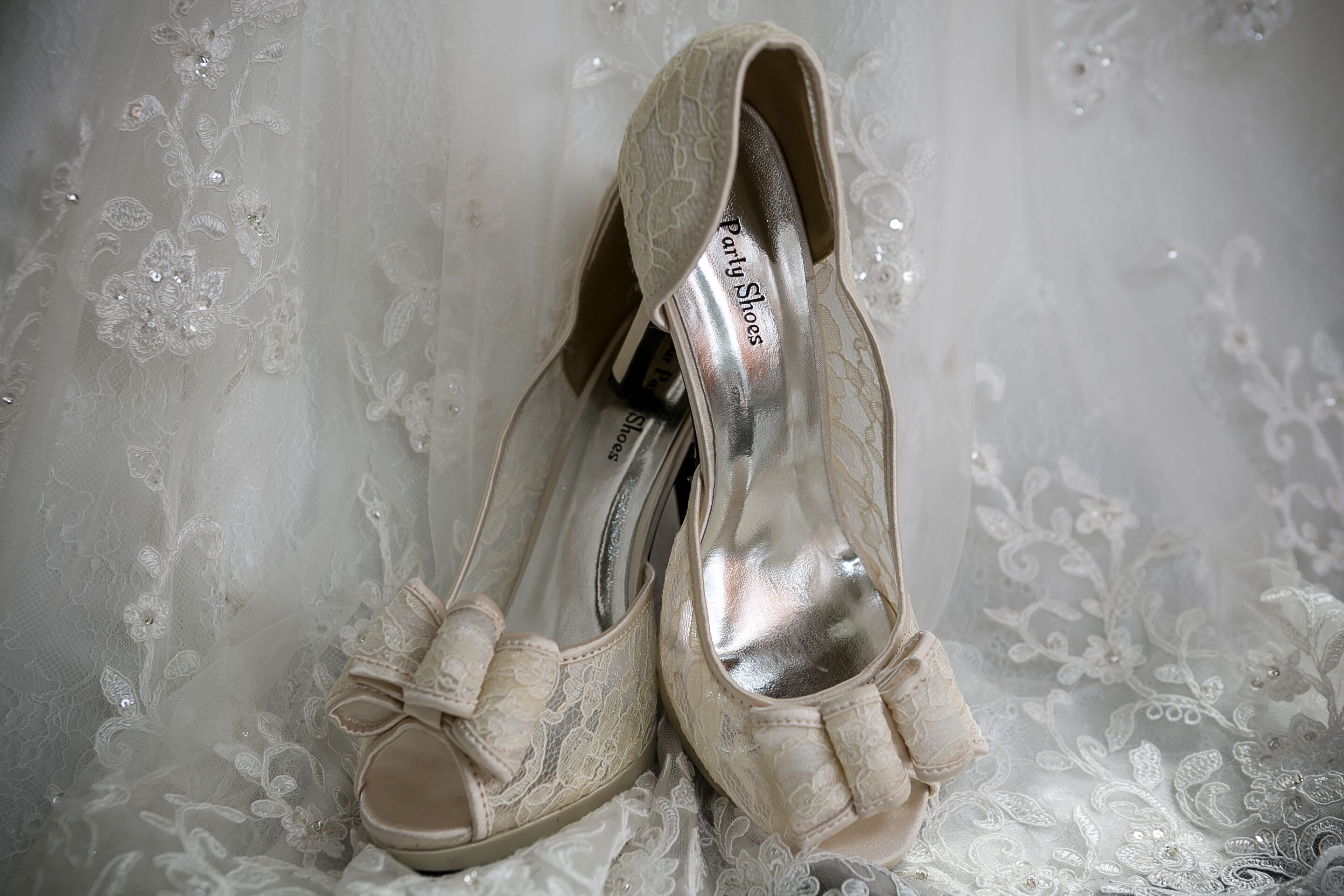 Champagne Open-Toed Bridal Shoes